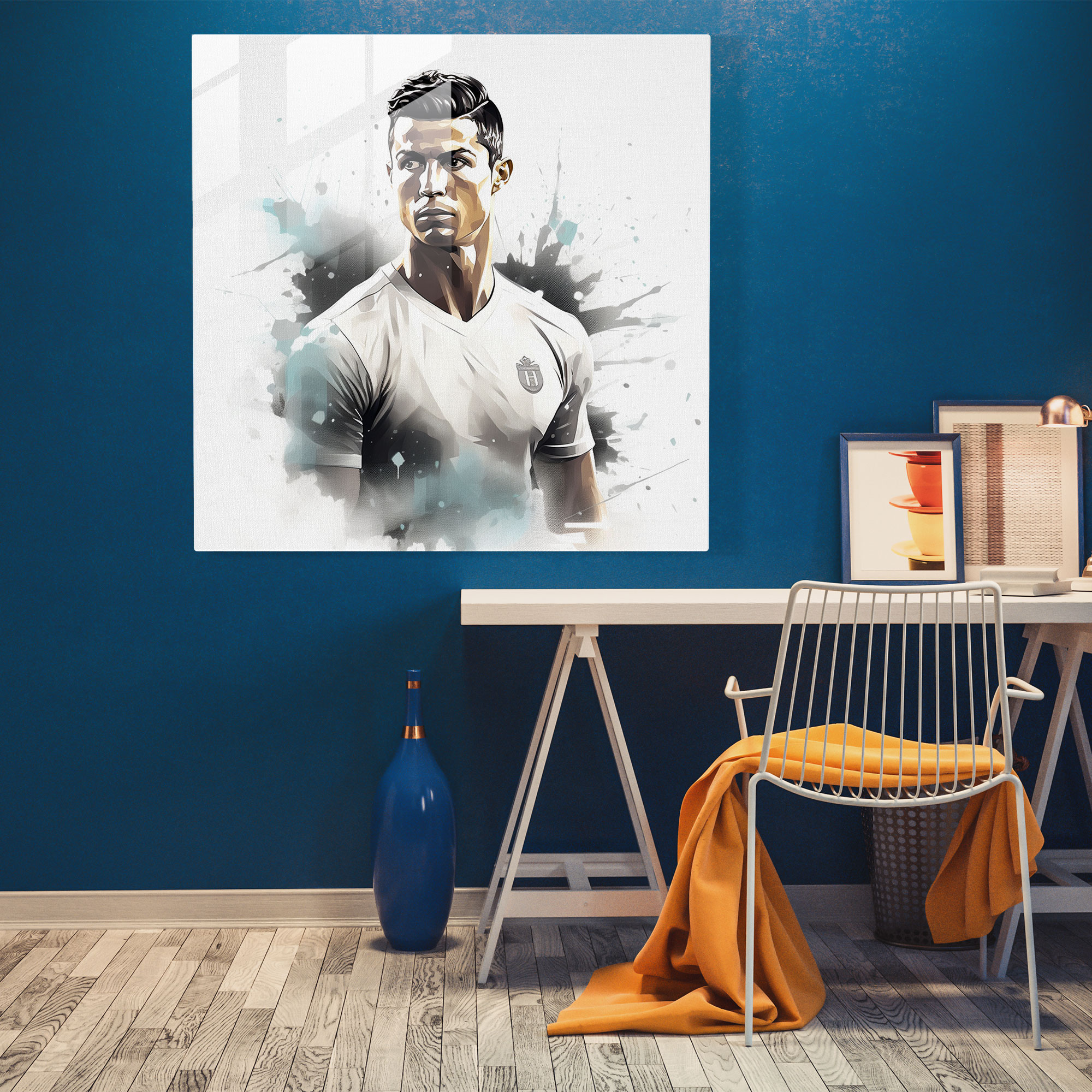 Glass Print - Minimal Ronaldo - Cristiano Ronaldo, Wall Decoration, Clean Lines, Modern Art