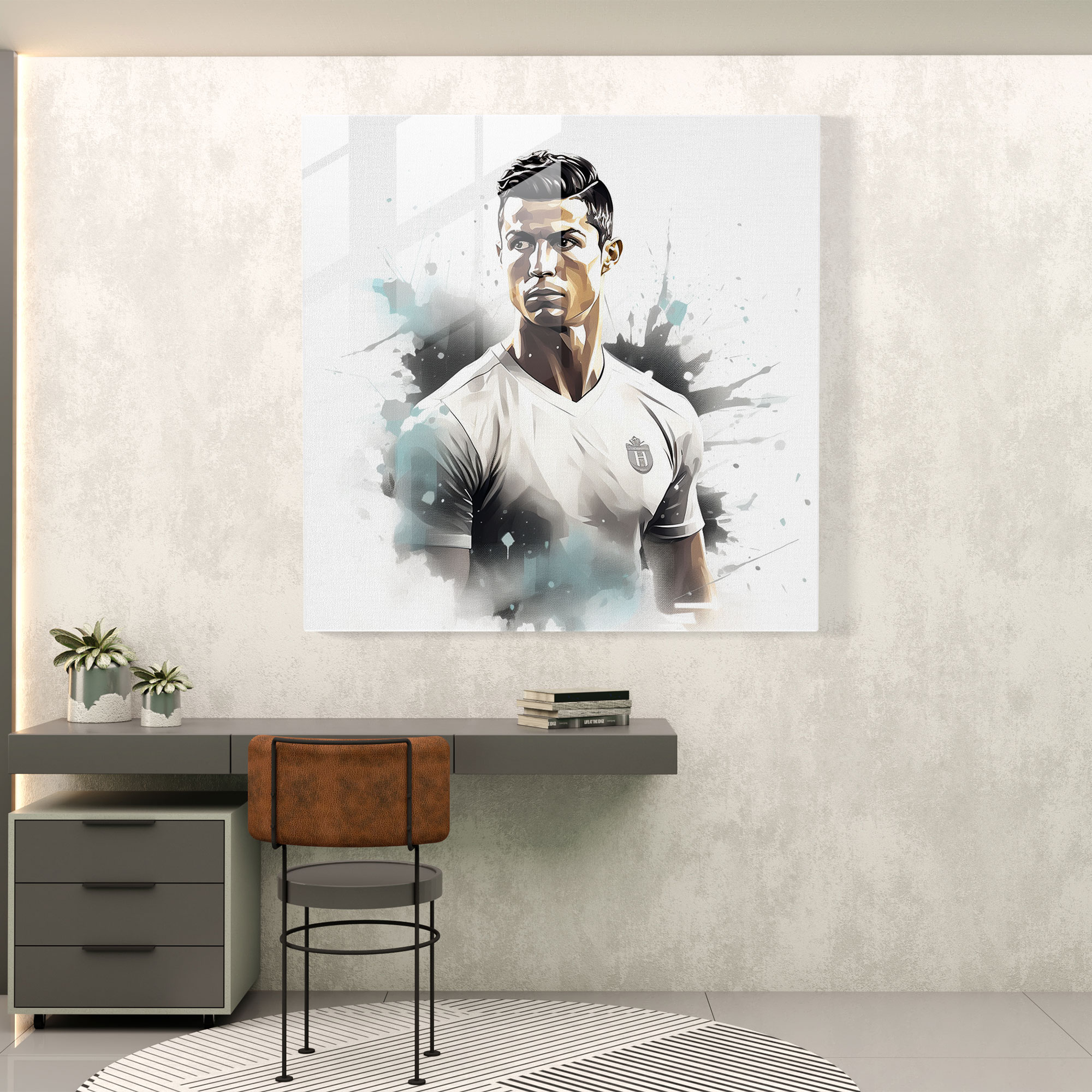 Glass Print - Minimal Ronaldo - Cristiano Ronaldo, Wall Decoration, Clean Lines, Modern Art