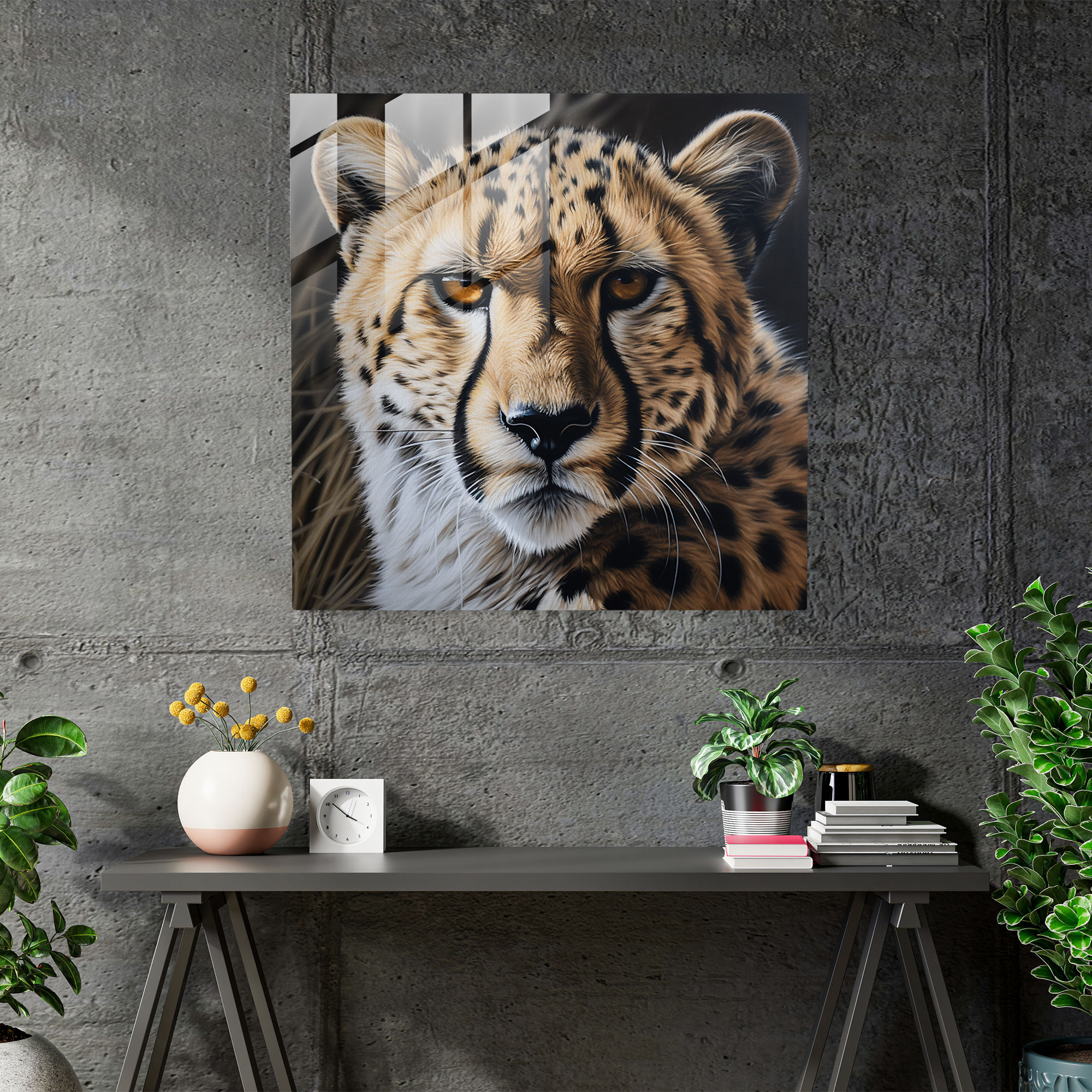 Cheetah Cam Duvar Sanatı - Ev Dekorasyonu Modern Sanat Cam Tablo