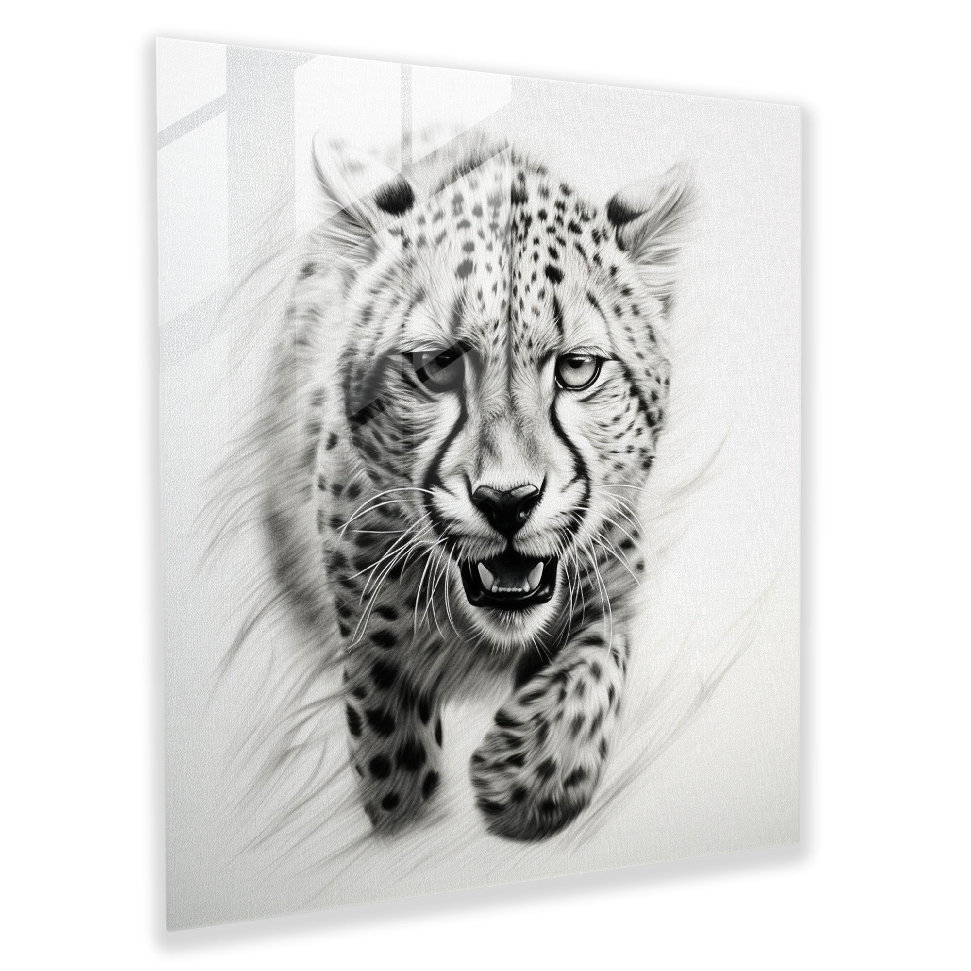 Cheetah Glass Art - Cheetah, Glass Wall Art, Modern Art, Wildlife