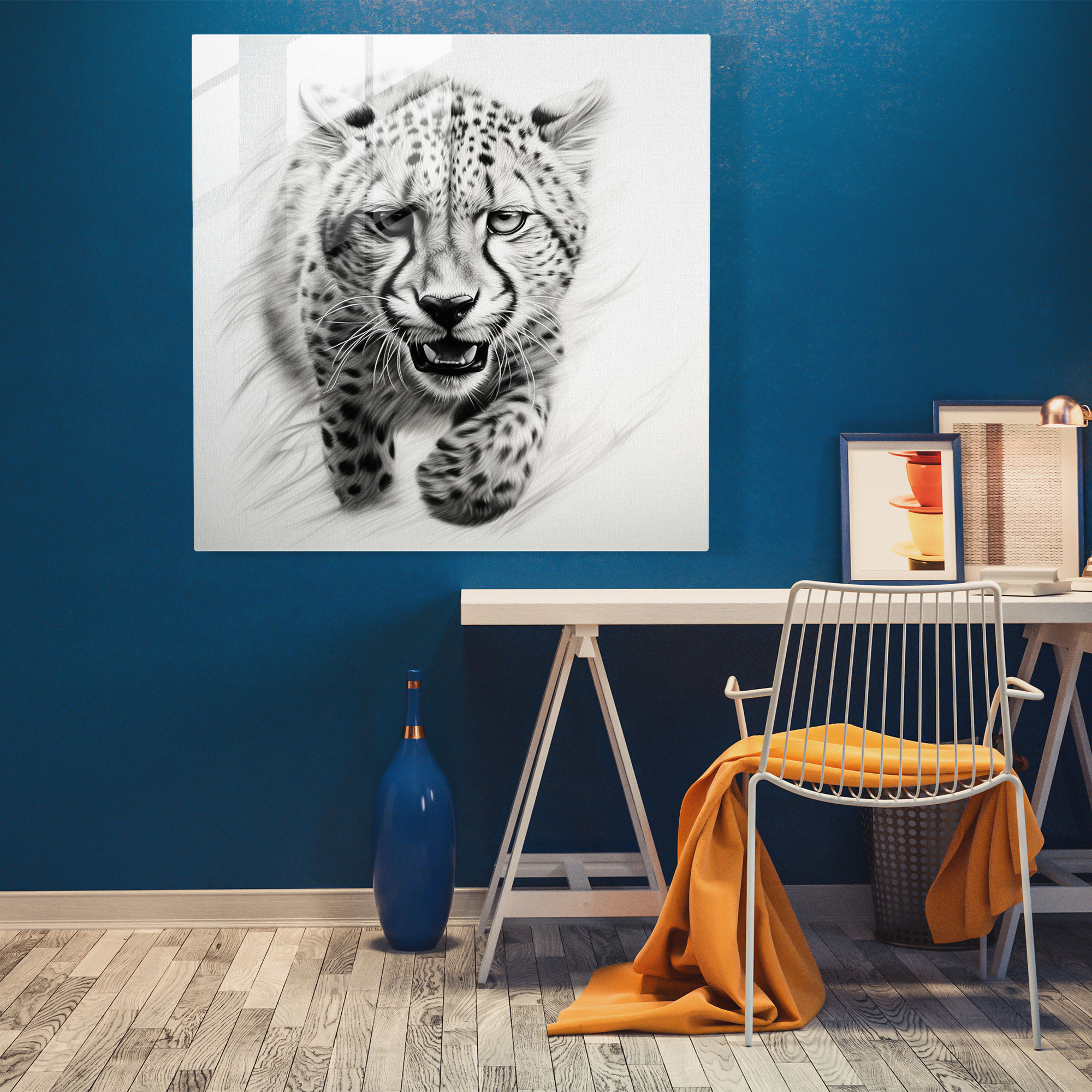 Cheetah Glass Art - Cheetah, Glass Wall Art, Modern Art, Wildlife