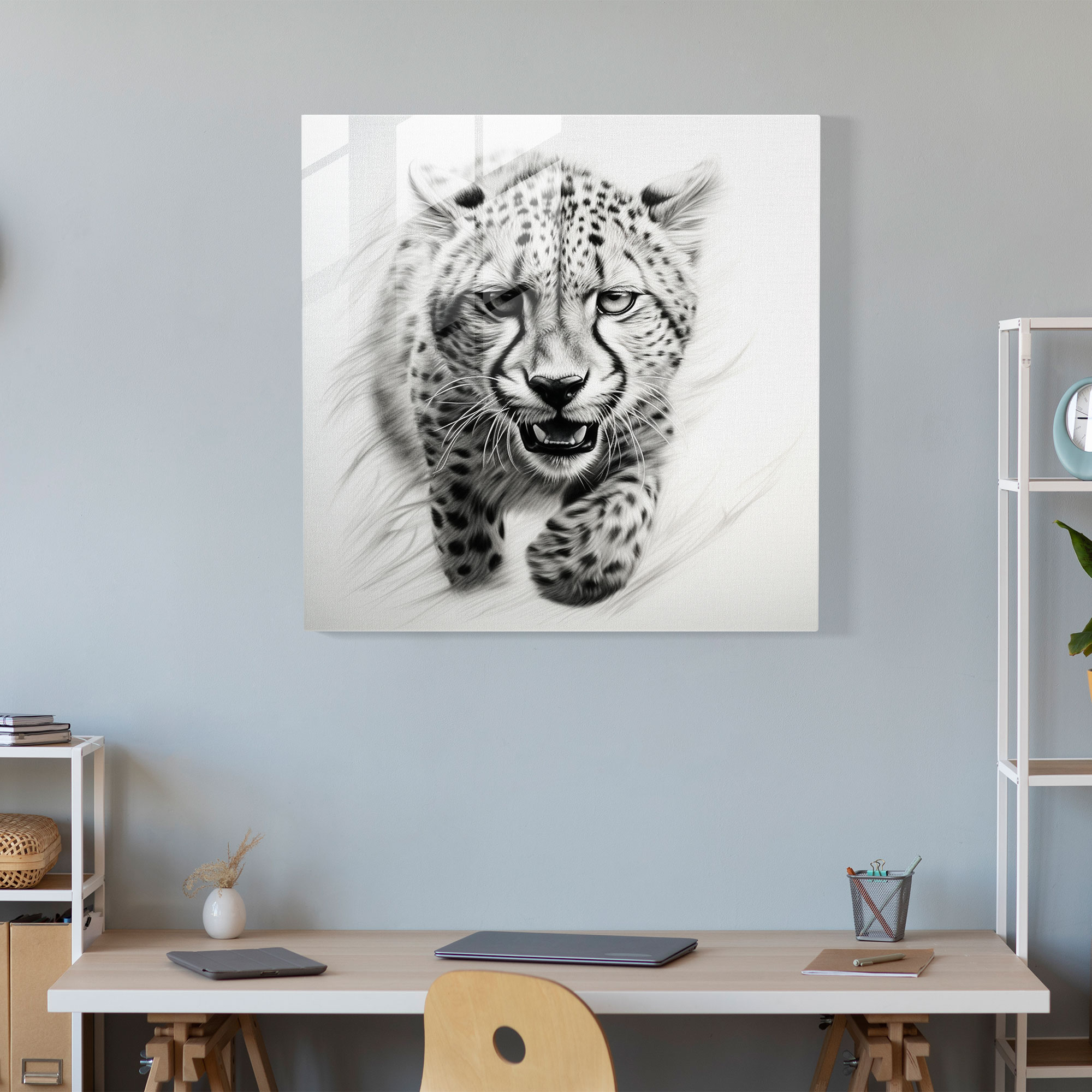 Cheetah Glass Art - Cheetah, Glass Wall Art, Modern Art, Wildlife
