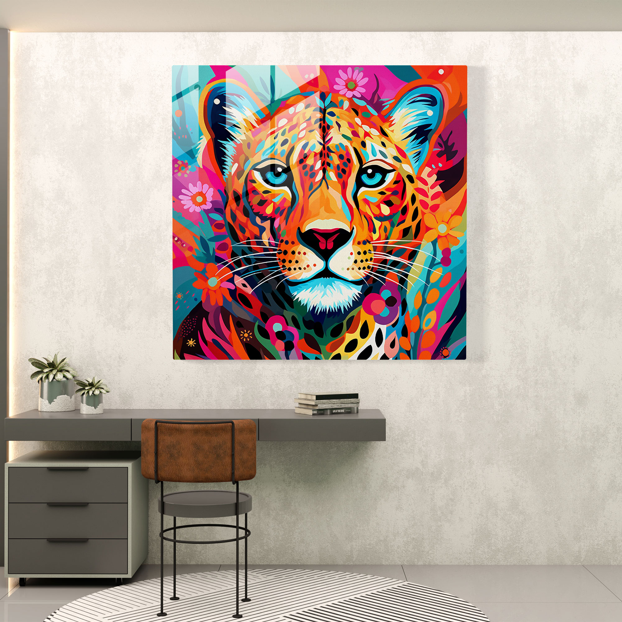 Cheetah Modern Art - Cheetah, Glass Print, Glass Wall Art, Home Decoration