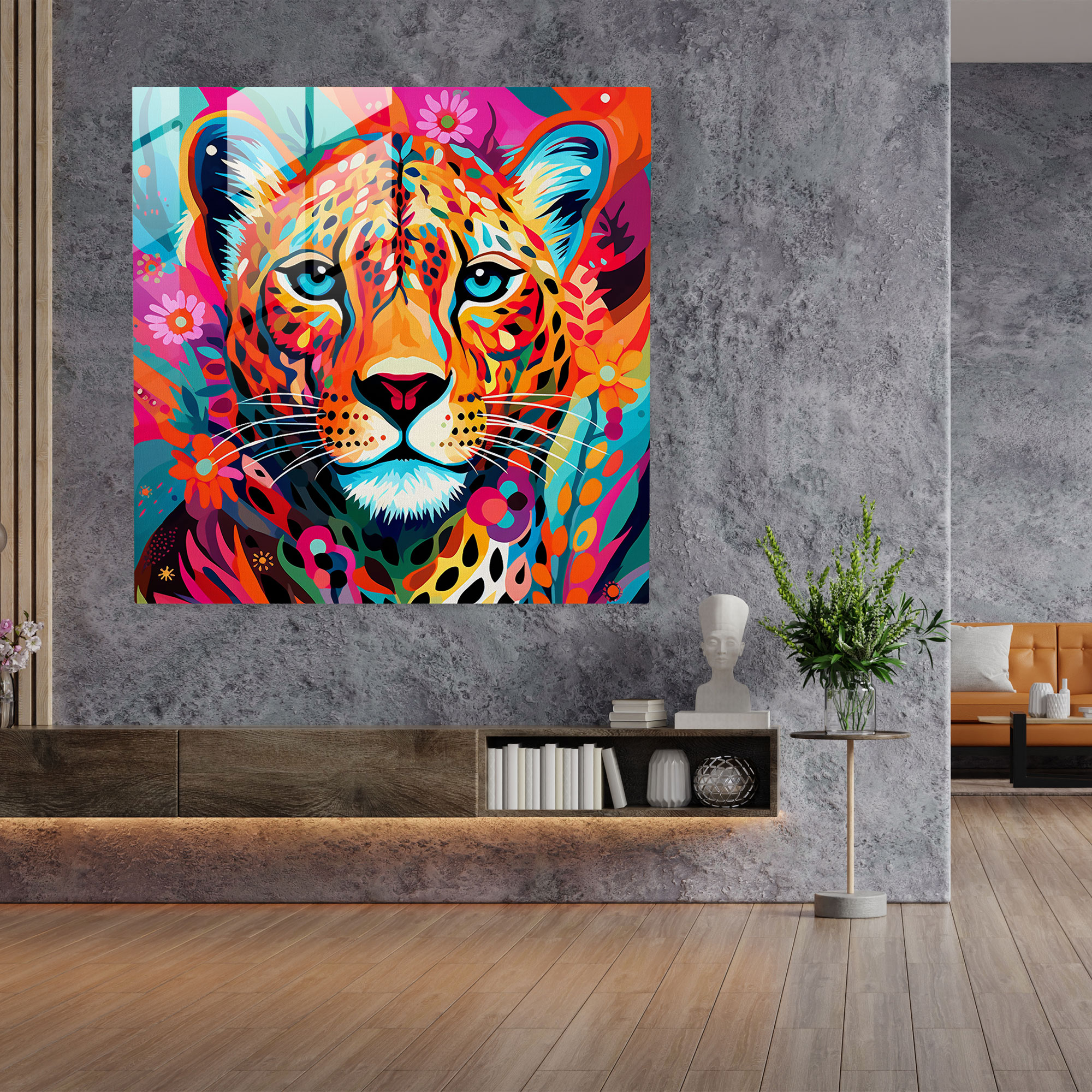 Cheetah Modern Art - Cheetah, Glass Print, Glass Wall Art, Home Decoration