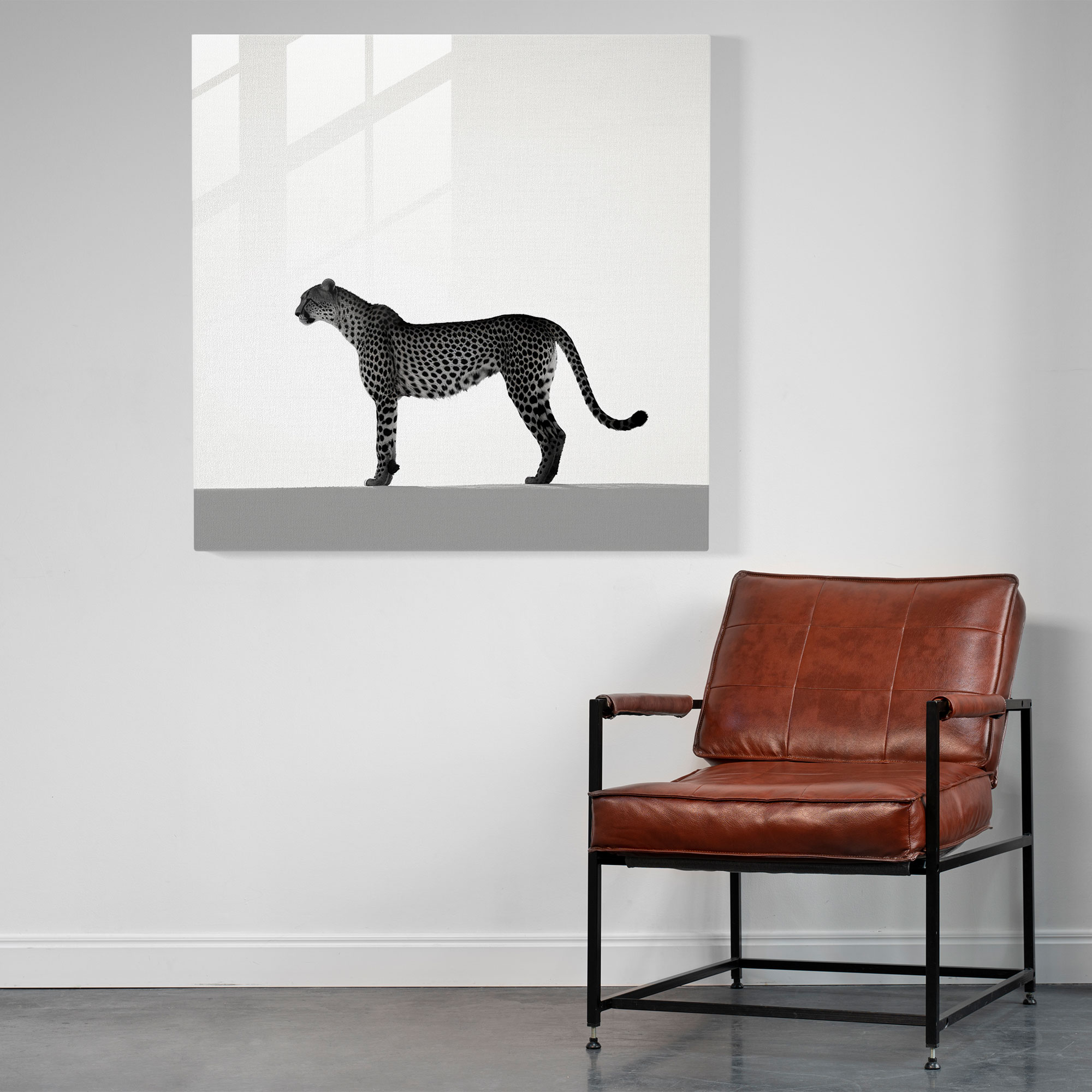 Leopar Cam Tablo - Leopar Cam Duvar Sanatı Silüet