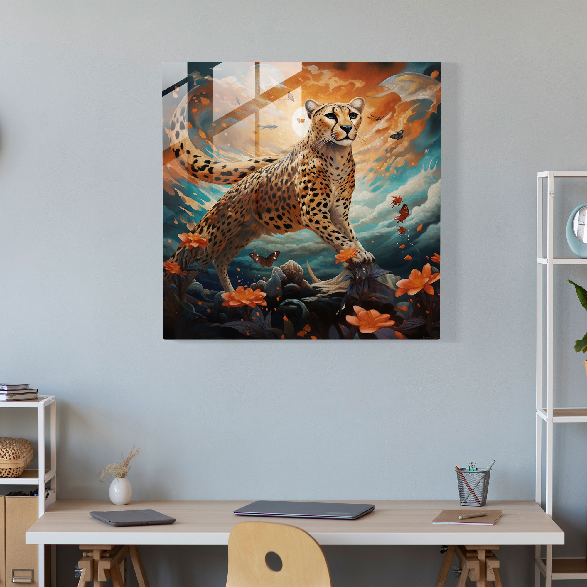 Cheetah Ev Dekorasyonu - Cheetah Olağanüstü Kanatlar Modern Sanat