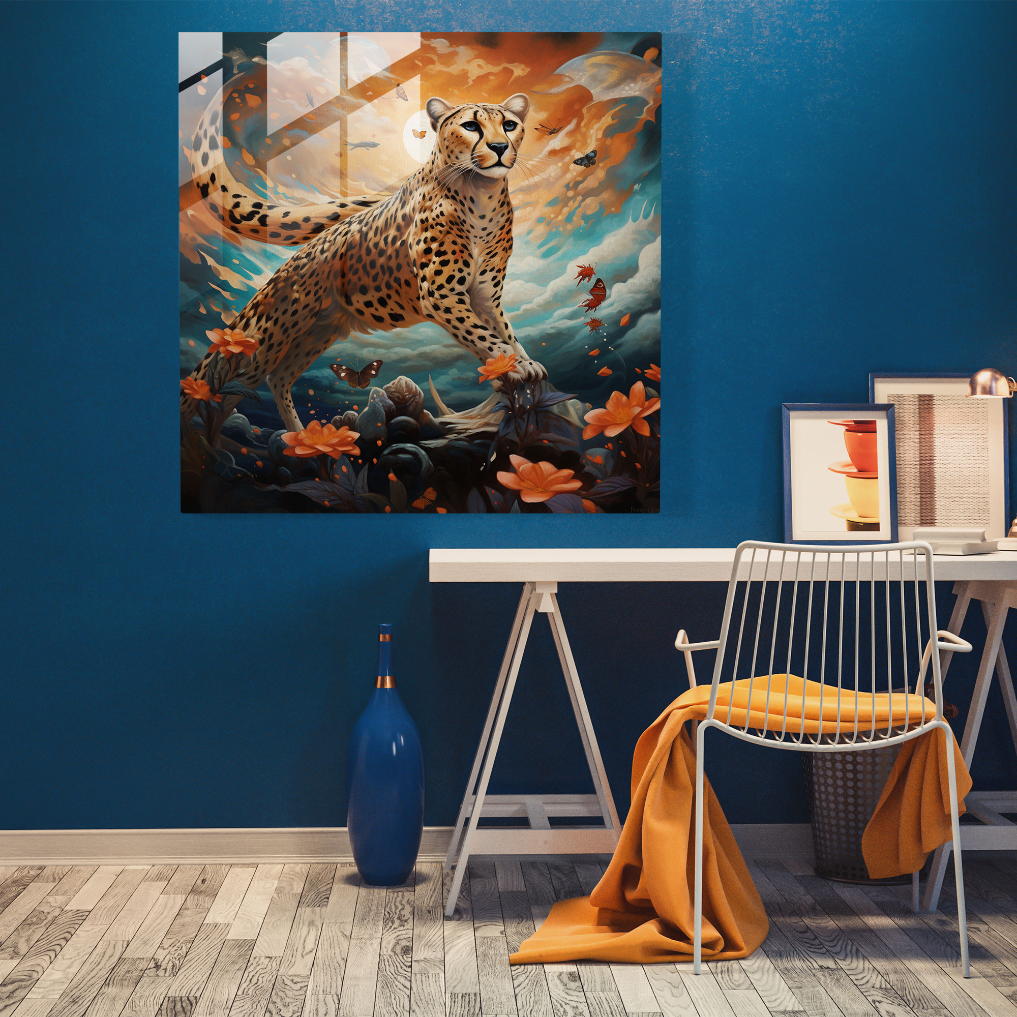 Cheetah Ev Dekorasyonu - Cheetah Olağanüstü Kanatlar Modern Sanat
