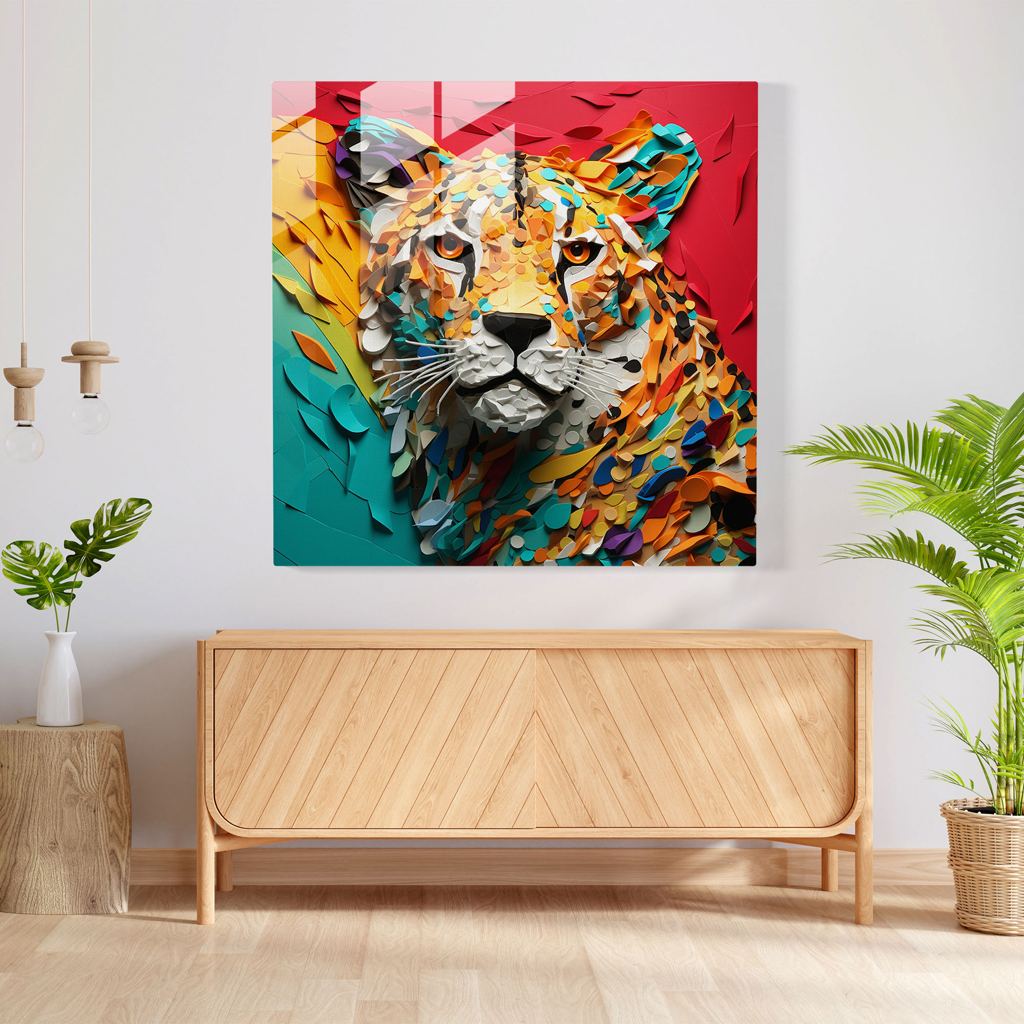 Cheetah Glass Art - Cheetah, Dynamic, Wall Decoration, Home Decoration