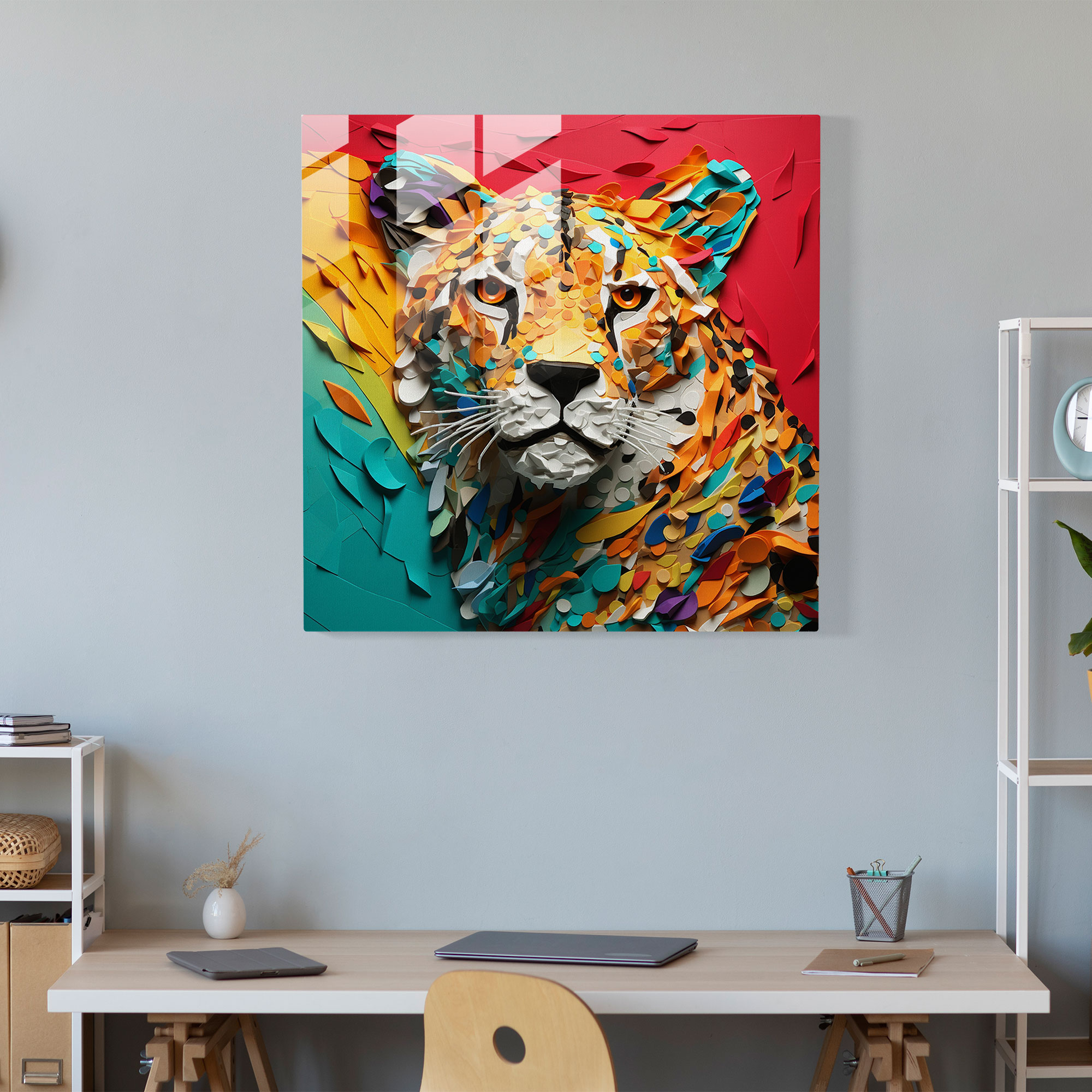 Cheetah Glass Art - Cheetah, Dynamic, Wall Decoration, Home Decoration