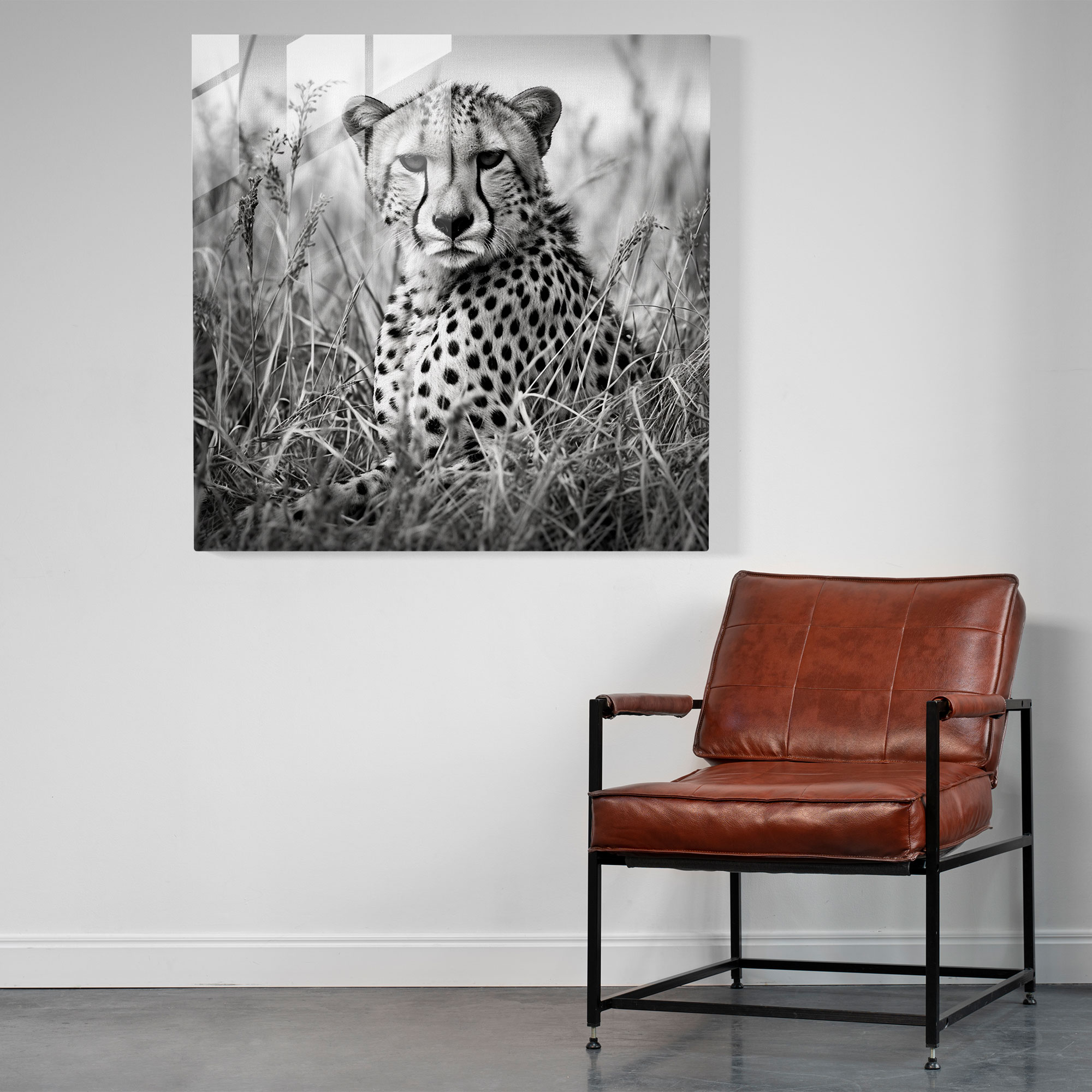Cheetah Cam Tablo Sanatı - Modern Sanat Vahşi Kedi Tasarımı