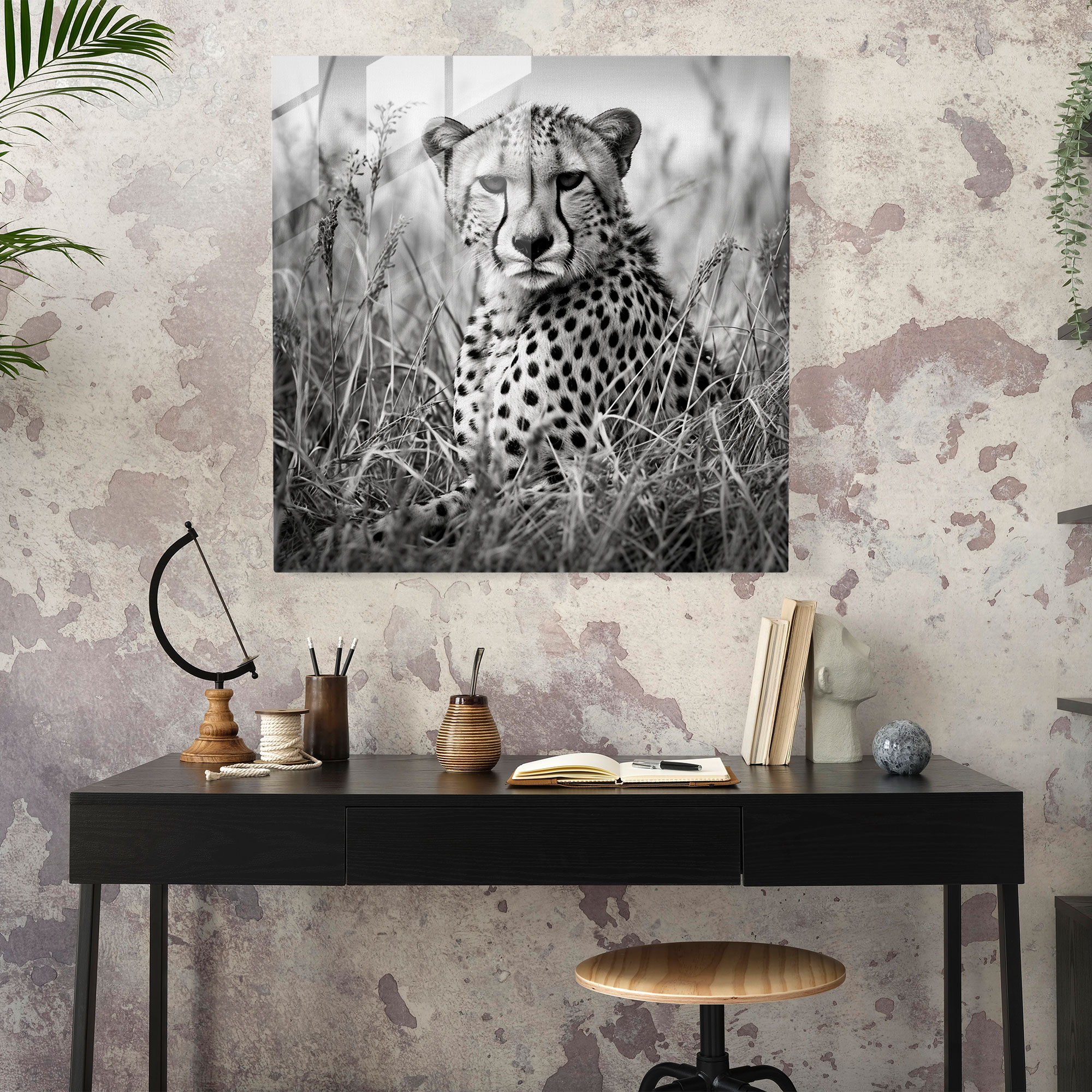 Cheetah Cam Tablo Sanatı - Modern Sanat Vahşi Kedi Tasarımı