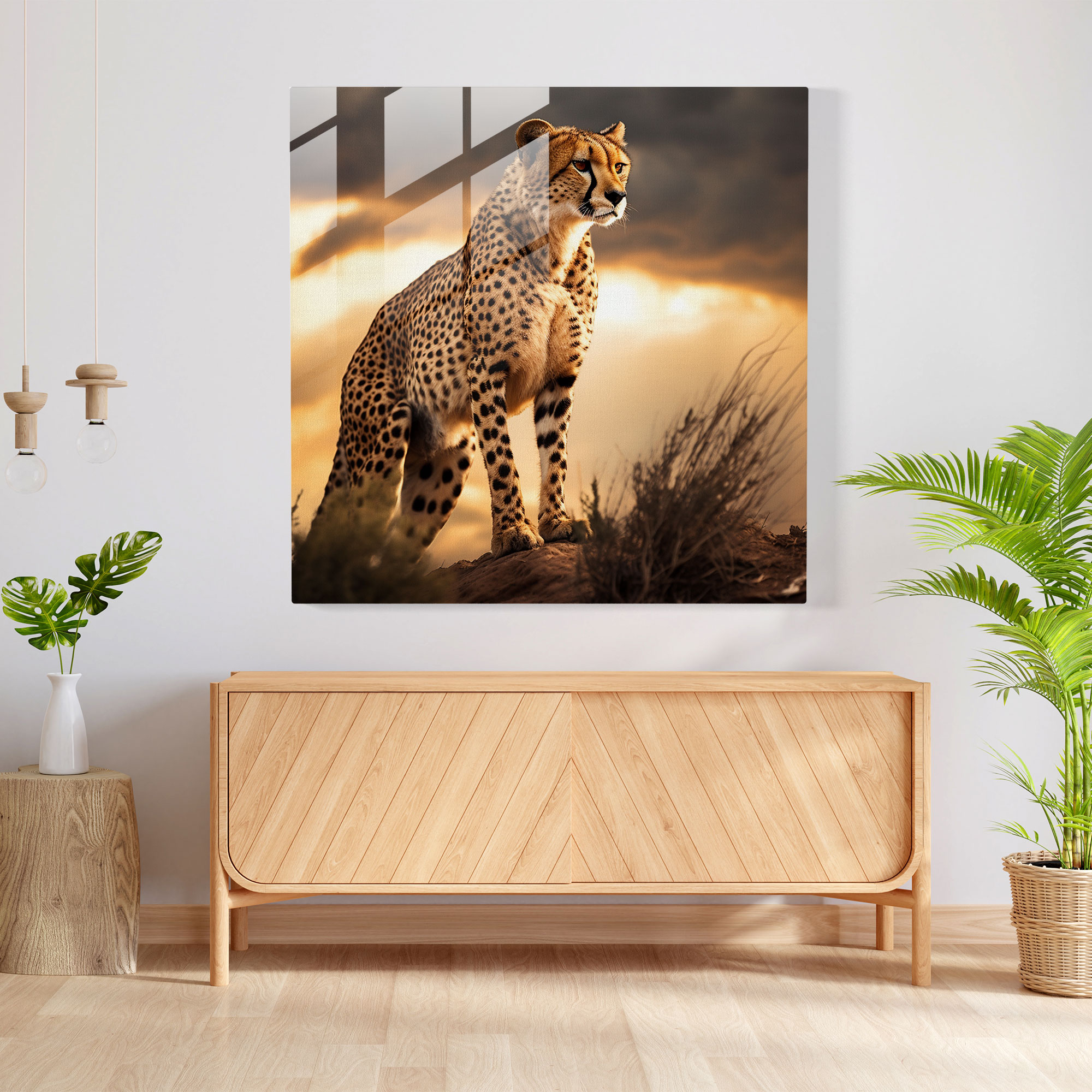 Cheetah Wall Decoration - Cheetah, Glass Print, Home Decoration, Modern Art