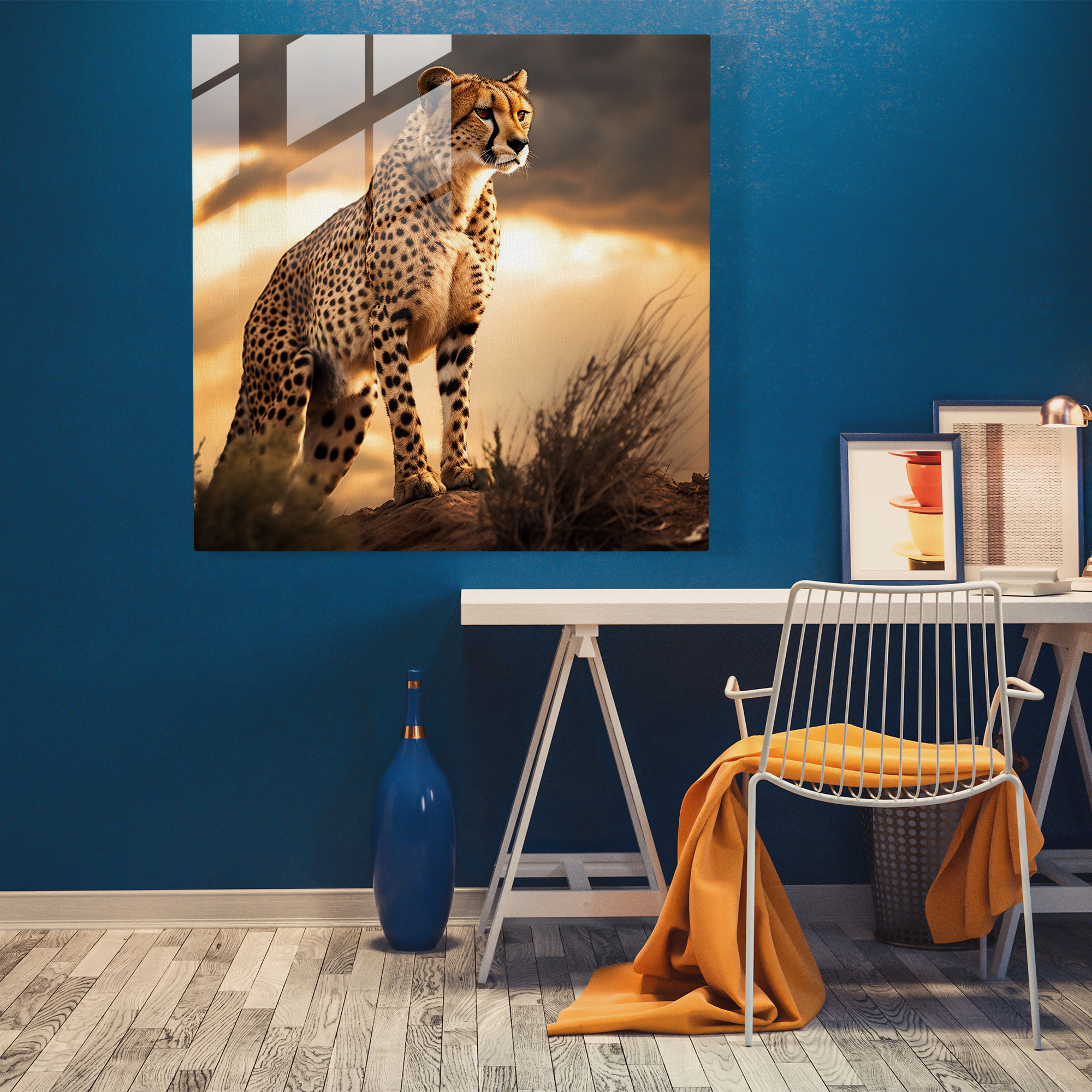 Cheetah Wall Decoration - Cheetah, Glass Print, Home Decoration, Modern Art