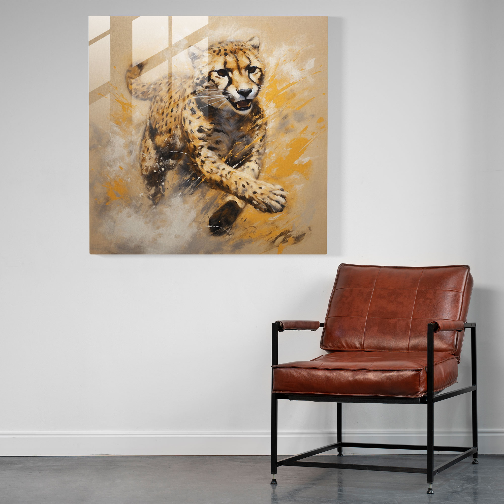 Cheetah Glass Art - Cheetah, Expressive Artwork, Wall Decoration, Agility
