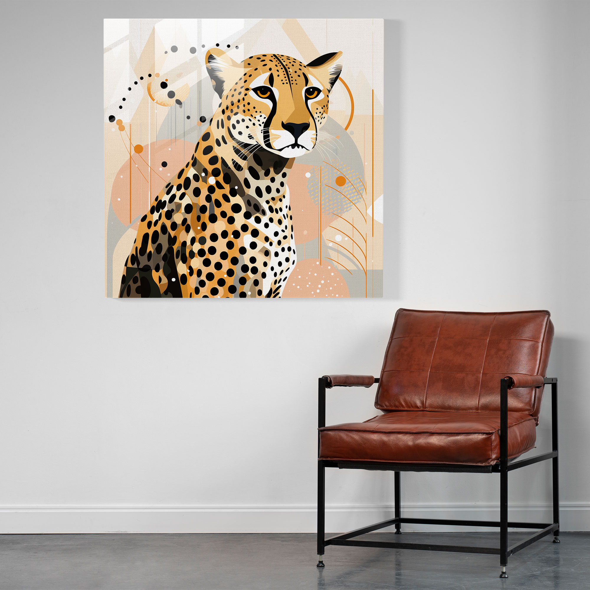 Cheetah Modern Art - Cheetah, Glass Art, Modern Sophistication, Wall Decoration