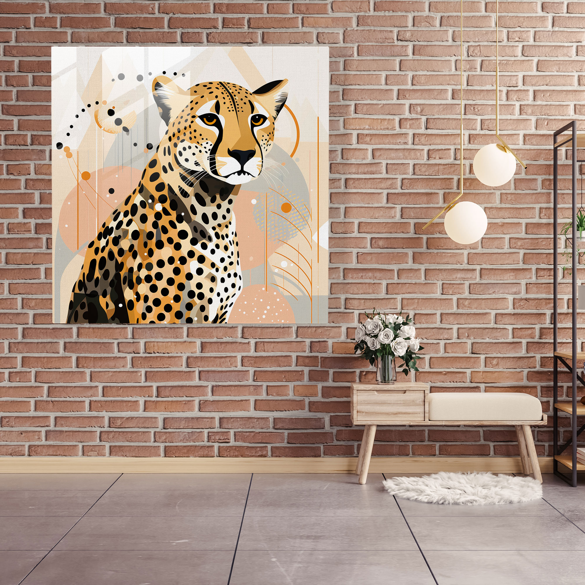 Cheetah Modern Art - Cheetah, Glass Art, Modern Sophistication, Wall Decoration