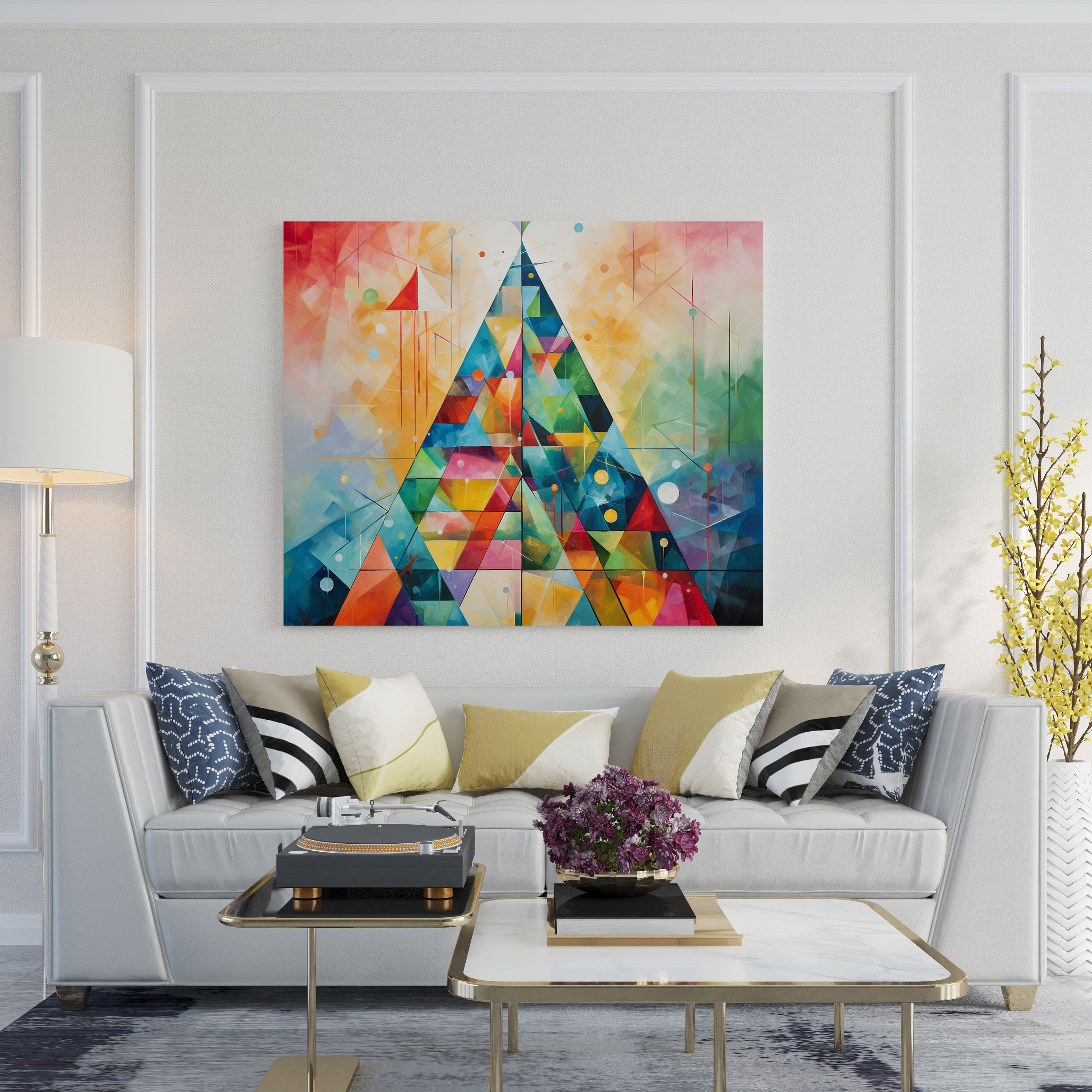 Christmas Canvas Print - Modern Abstract Artwork - Geometric Christmas Tree - Christmas, Wall Decoration, Geometric Shapes, Christmas Tree