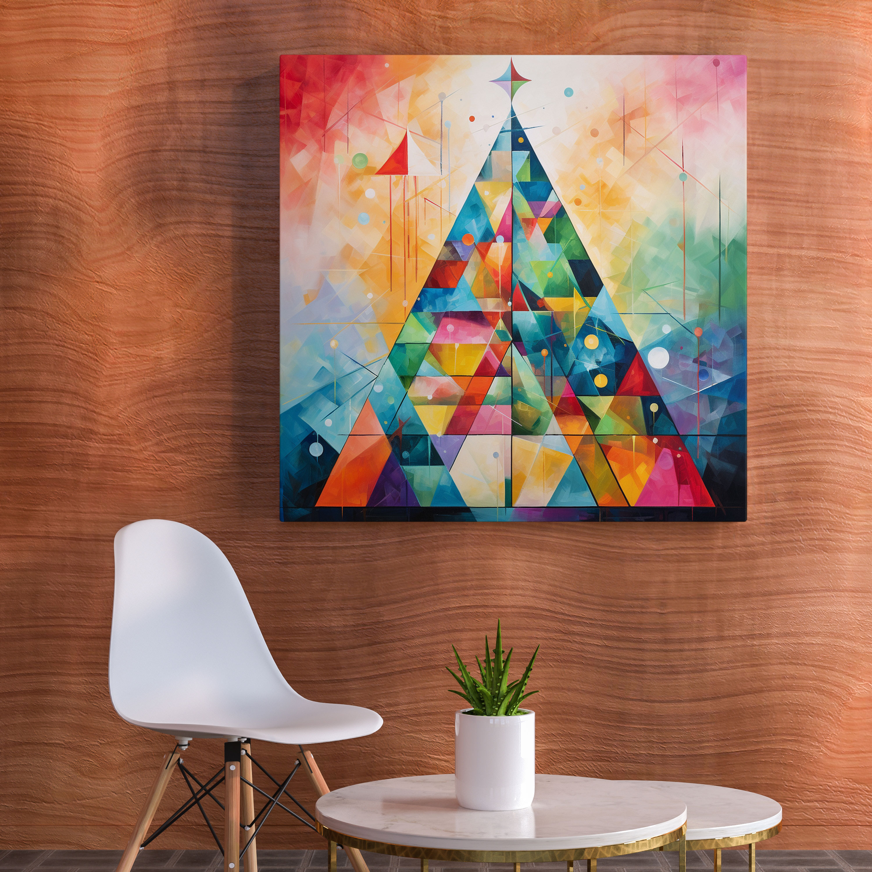 Christmas Canvas Print - Modern Abstract Artwork - Geometric Christmas Tree - Christmas, Wall Decoration, Geometric Shapes, Christmas Tree