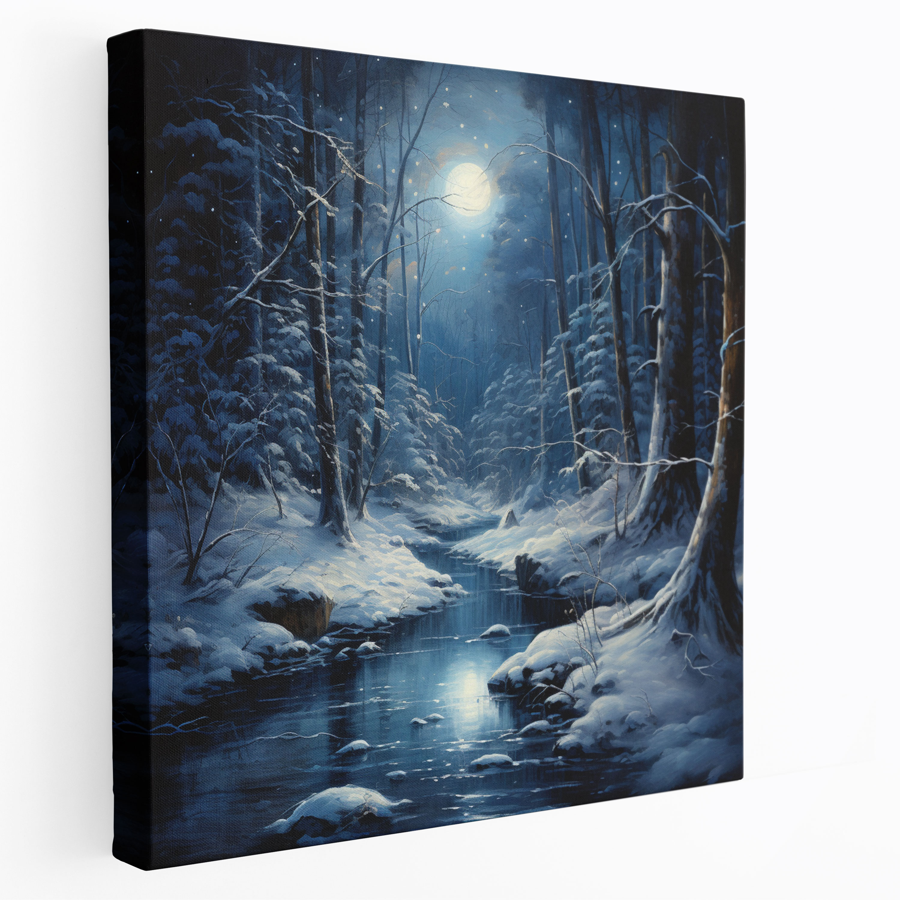 Winter Moon Wall Art - Christmas, Beauty Of Winter, Subtle Colors, Serene