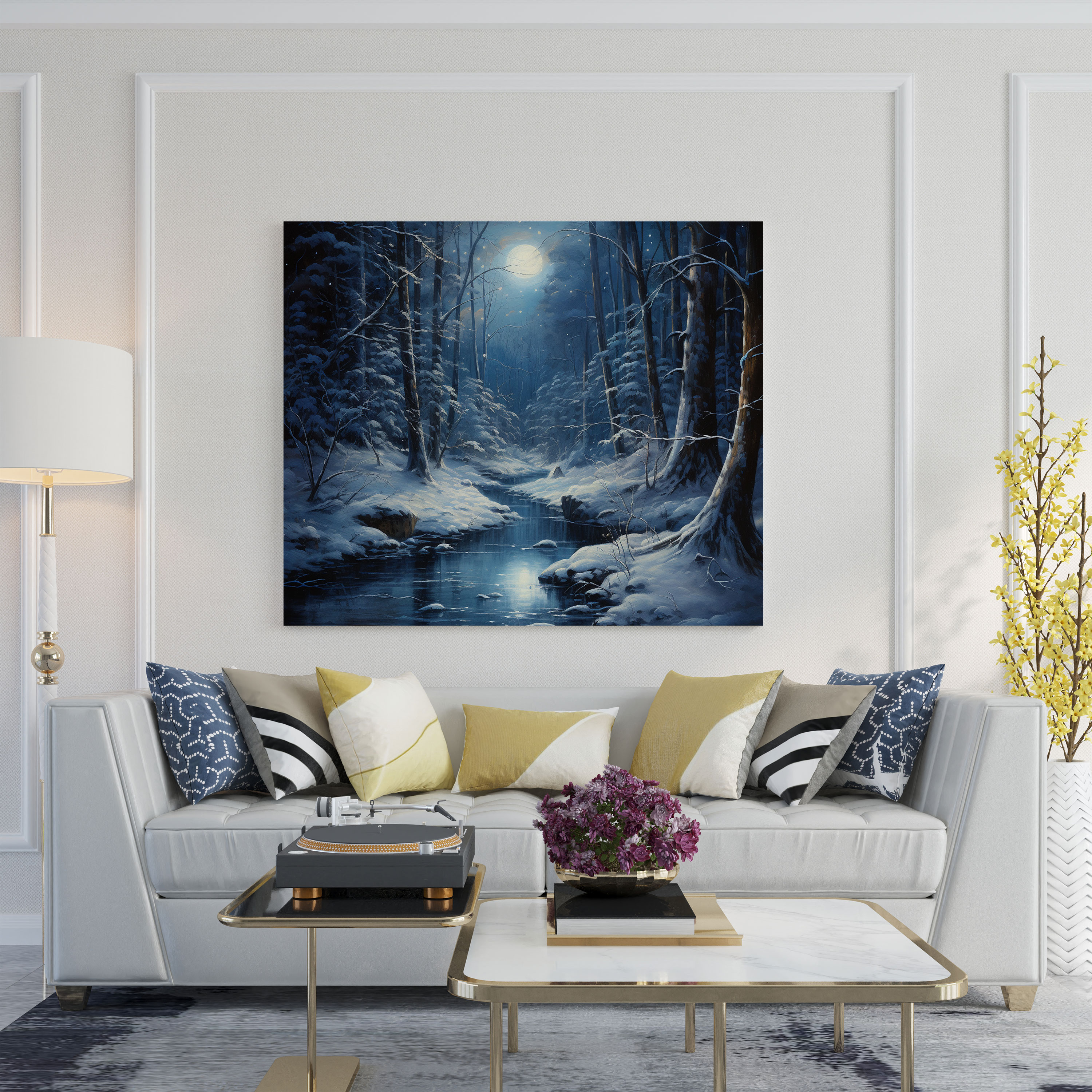 Winter Moon Wall Art - Christmas, Beauty Of Winter, Subtle Colors, Serene