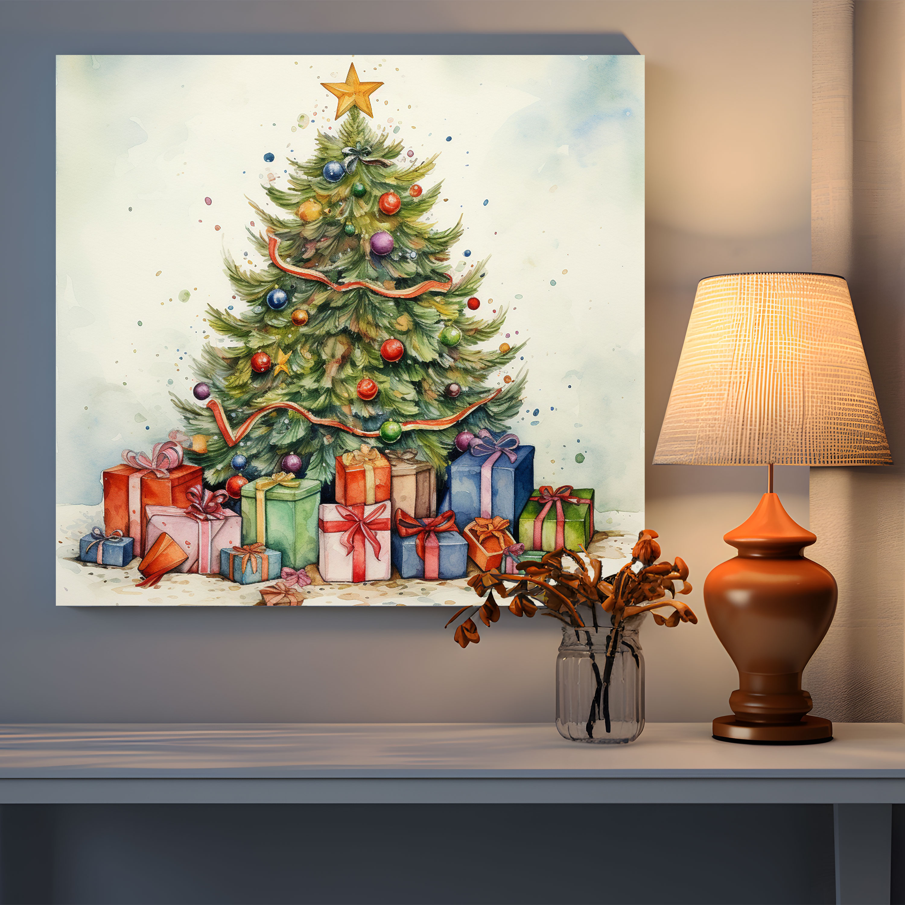 Christmas Canvas Print - Whimsical Christmas Tree - Christmas, Festive Christmas Tree, Canvas Wall Art, Ornaments