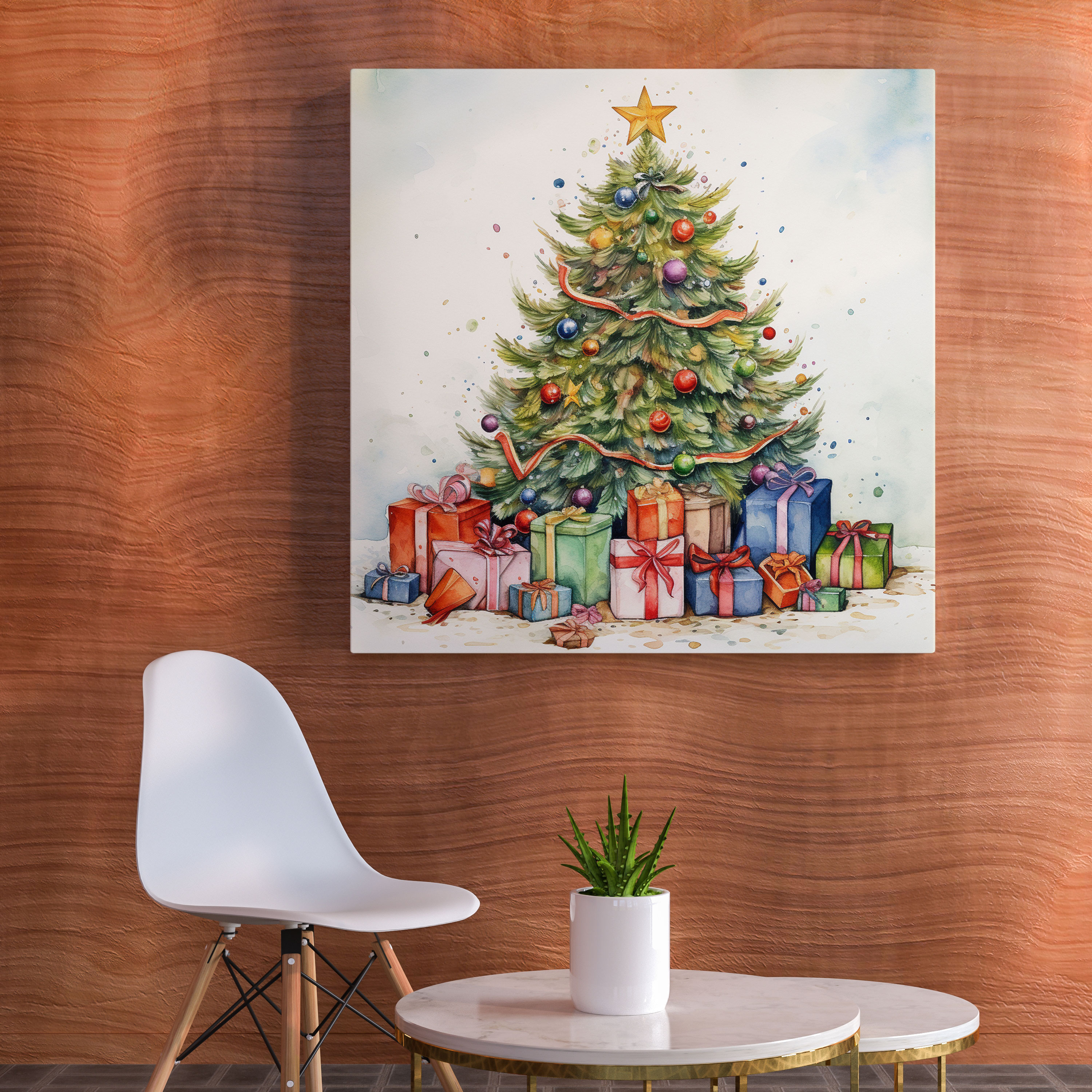 Christmas Canvas Print - Whimsical Christmas Tree - Christmas, Festive Christmas Tree, Canvas Wall Art, Ornaments