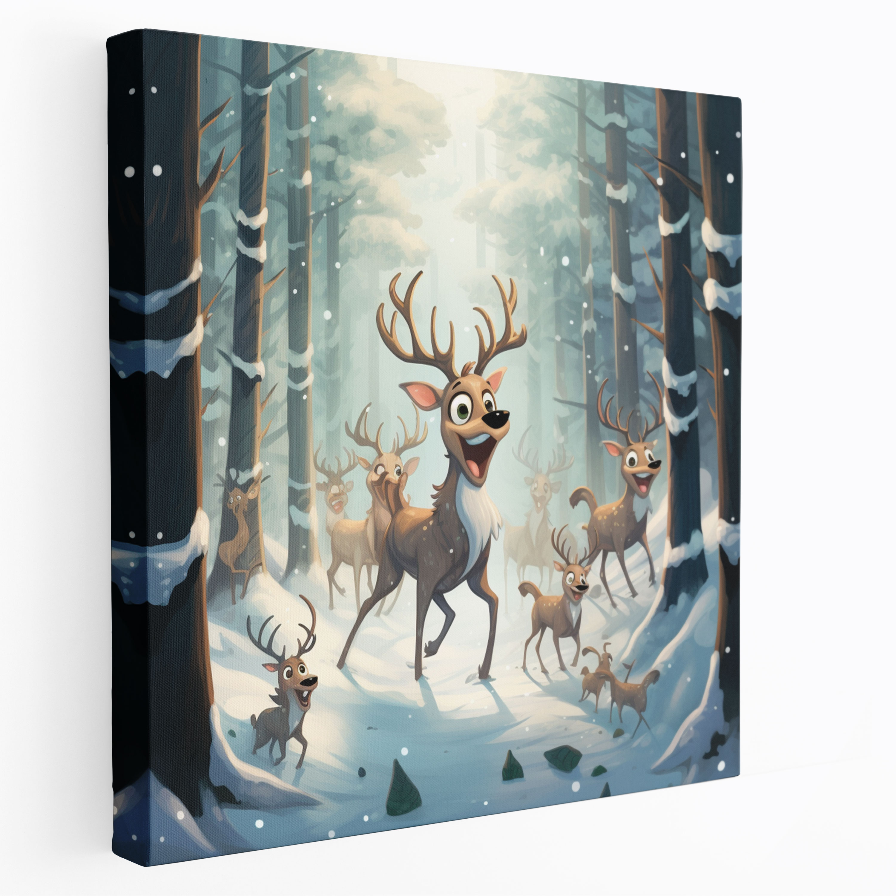 Christmas Wall Decoration - Whimsical Reindeer Frolic - Christmas, Snowy Forest, Home Decoration, Christmas