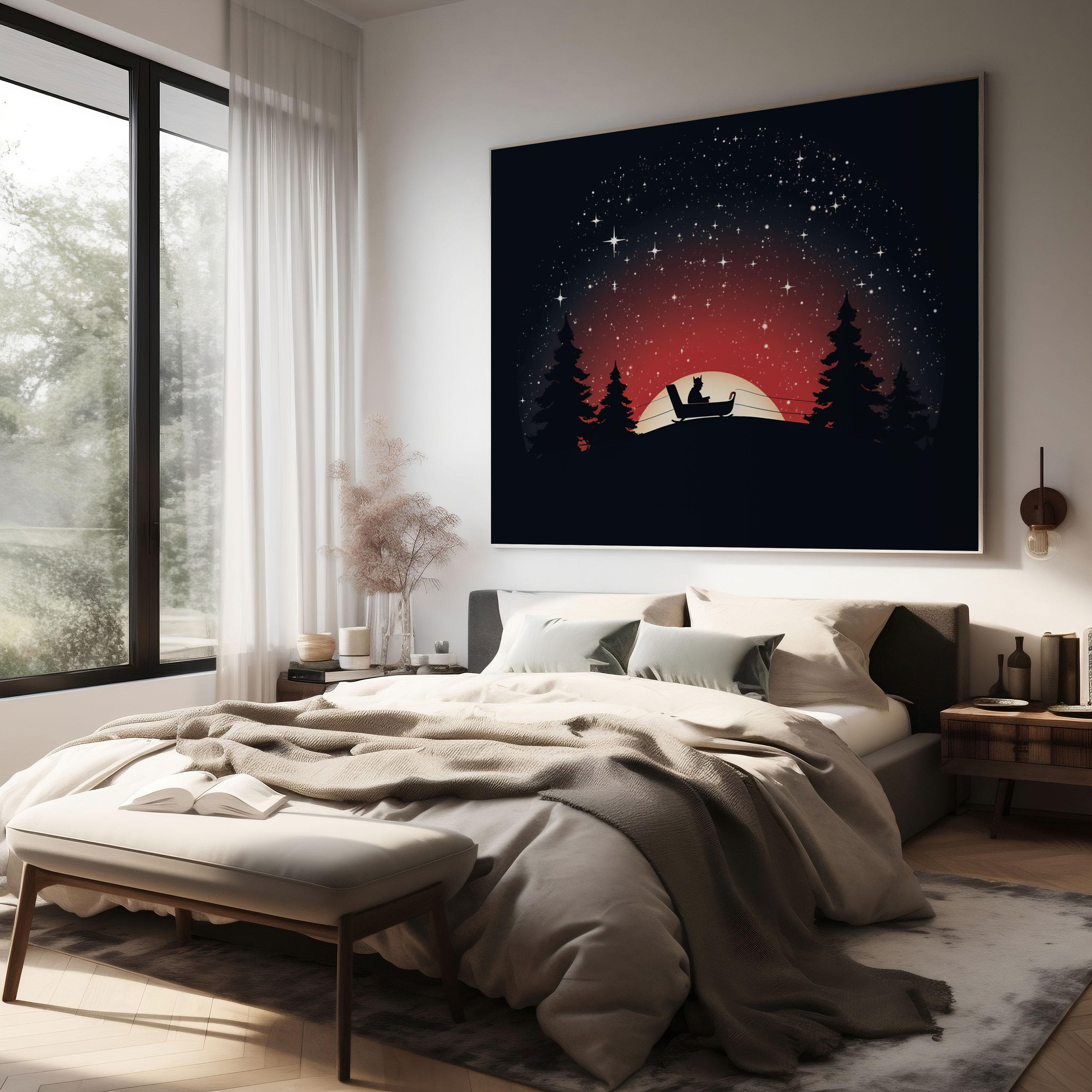 Christmas Wall Art - Minimalist Santa Claus - Christmas, Christmas, Canvas, Sleigh