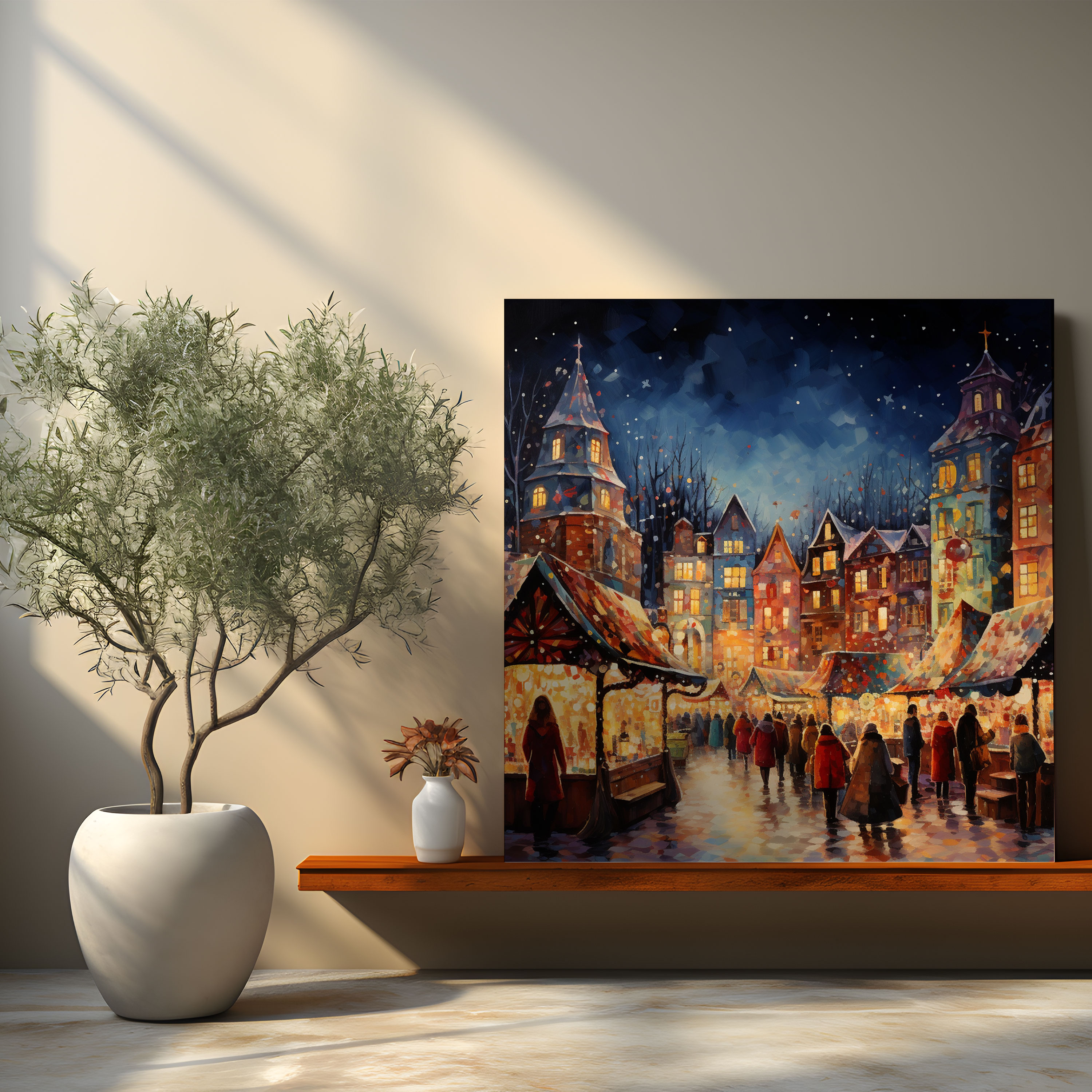 Christmas Wall Decoration - Abstract Christmas Market - Christmas, Wall Art, Stalls, Christmas