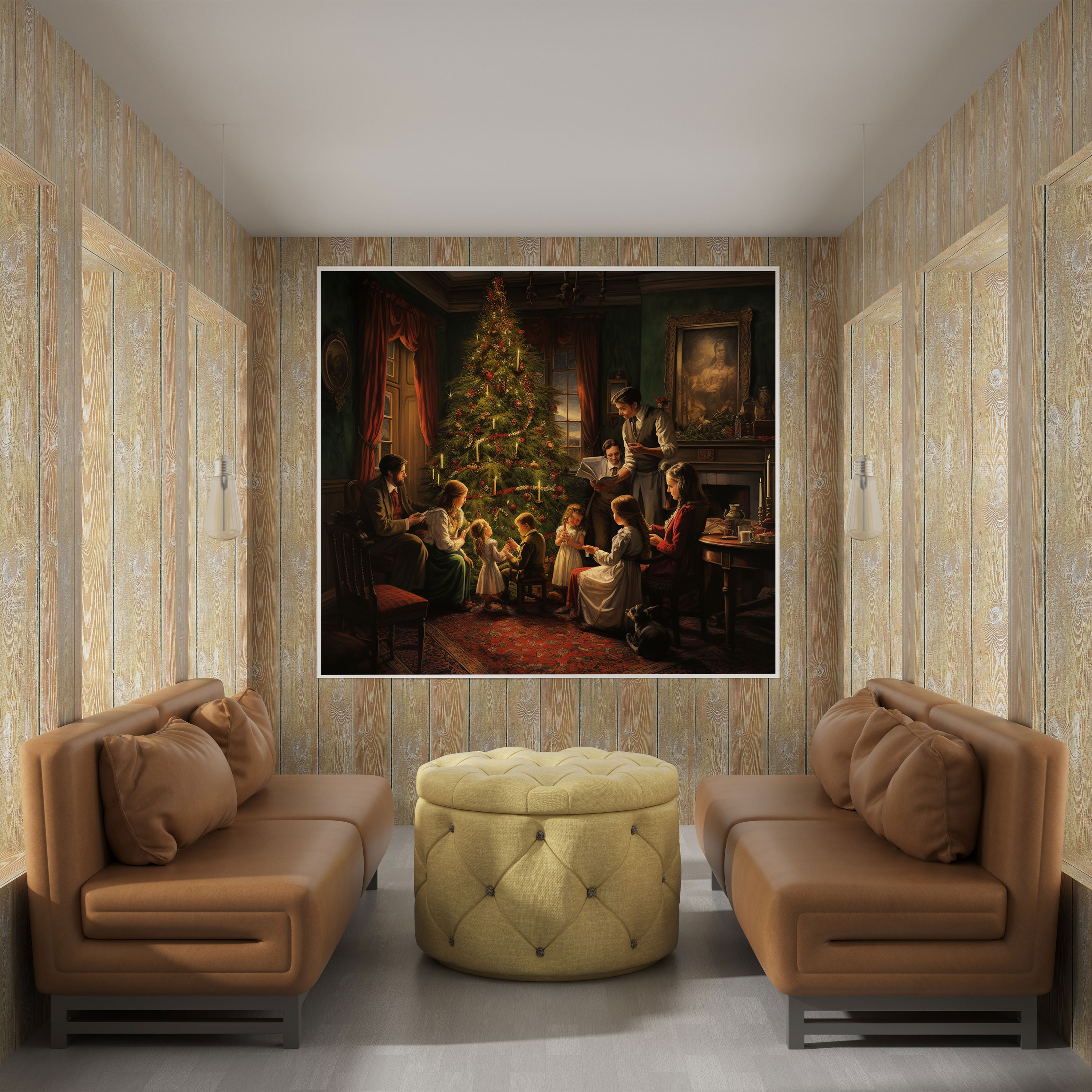 Christmas Canvas Print - Traditional Family Gathering - Christmas, Family Gathering, Canvas Wall Art, Beautifully Decorated Christmas Tree