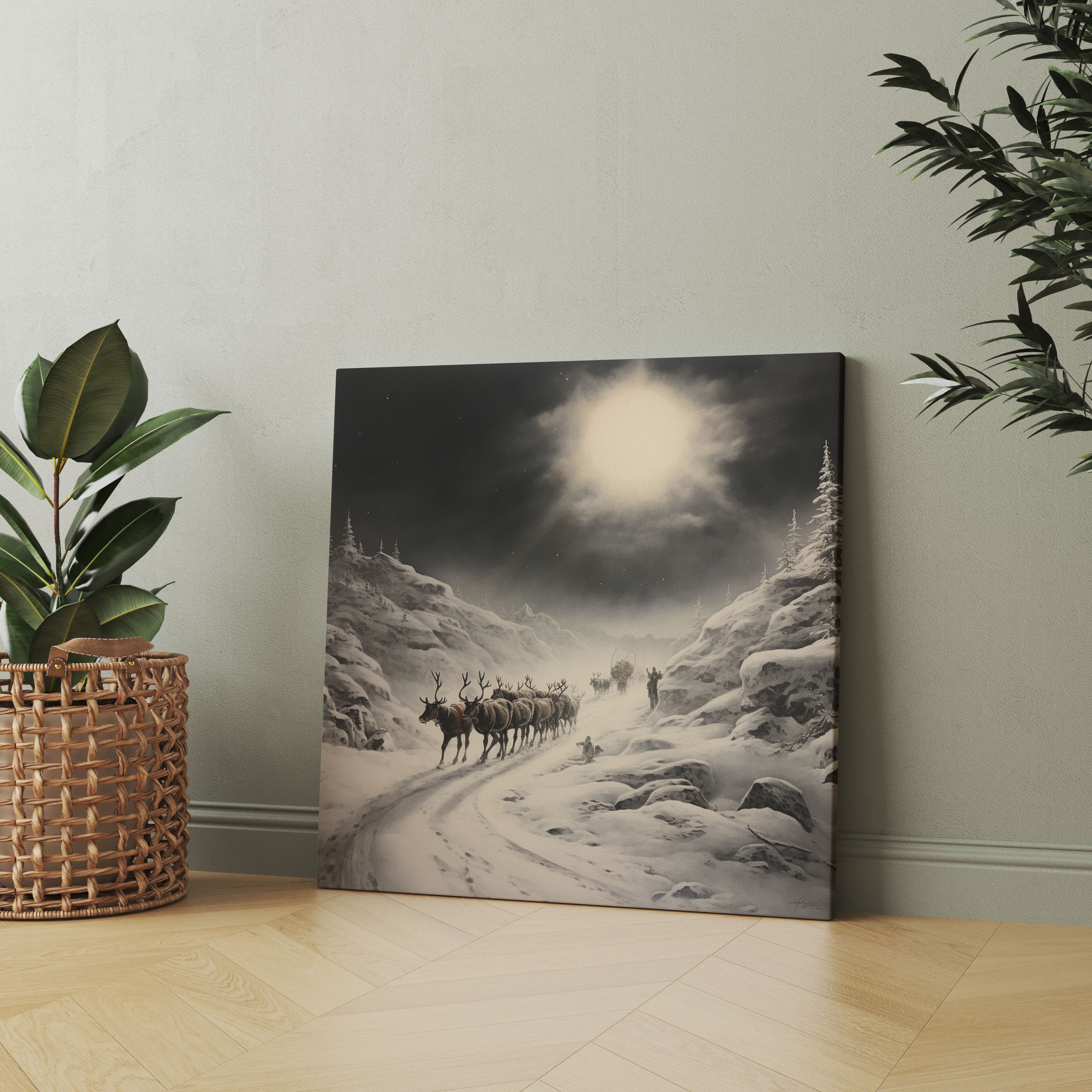 Christmas Canvas Print - Reindeer Sleigh - Christmas, Canvas, Santa's Sleigh, Canvas Print