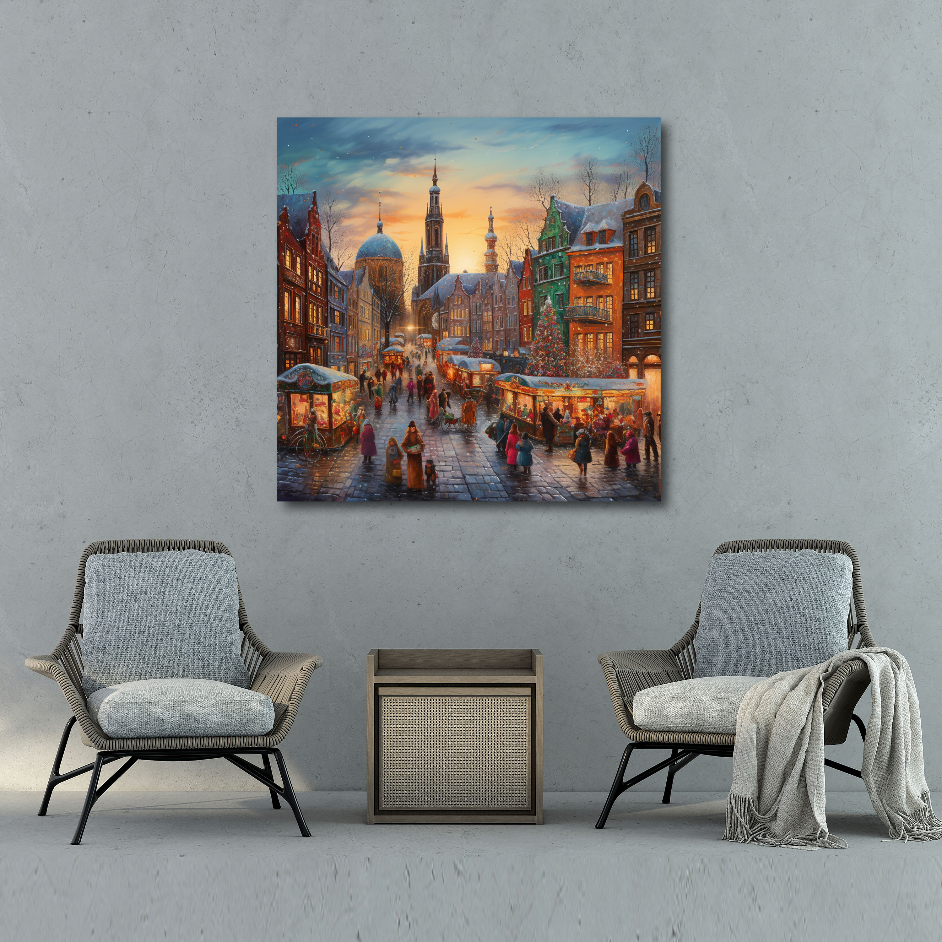 Christmas Wall Art - Festive Market - Christmas, Canvas, Home Decoration, Wall Decoration