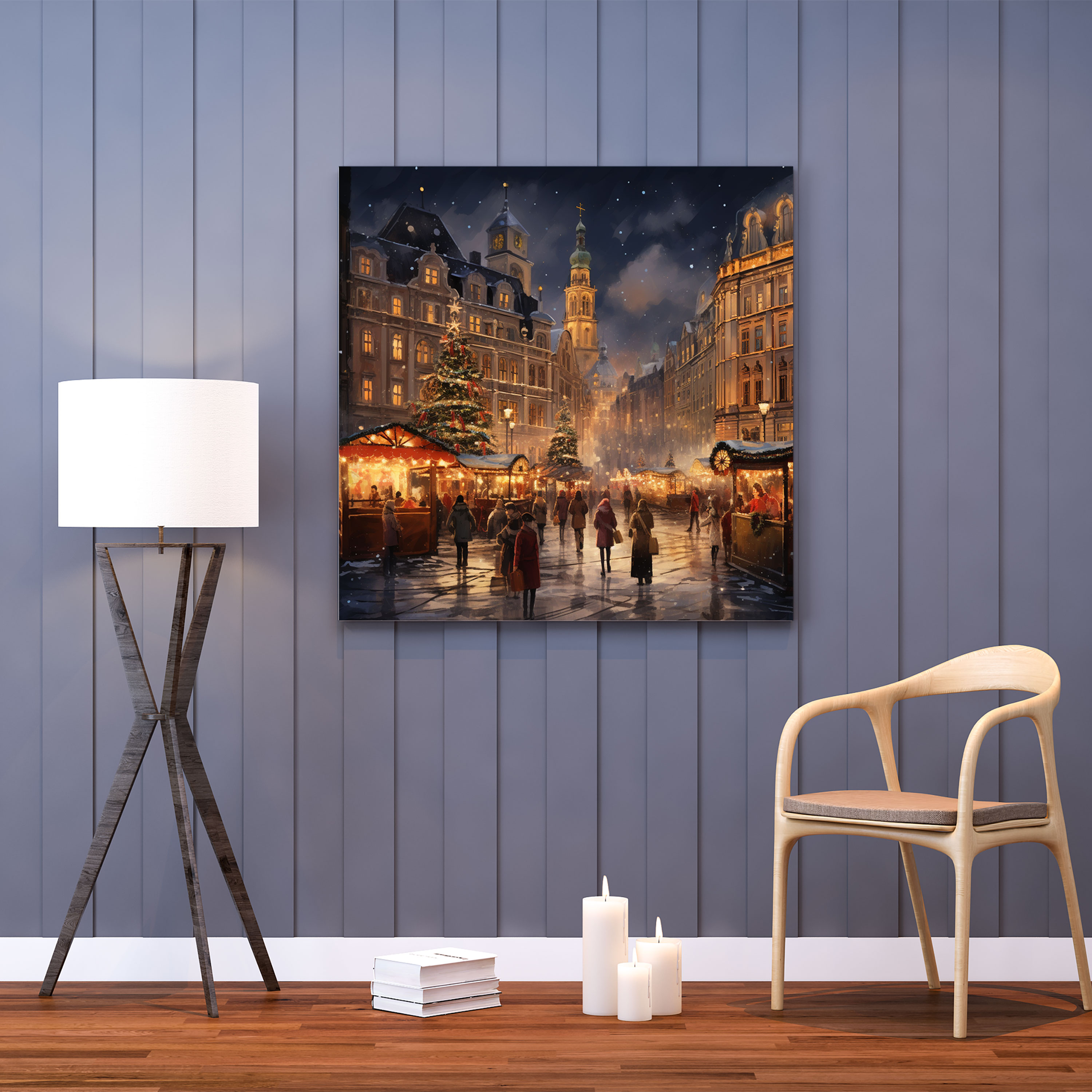 Christmas Market Wall Art - Christmas, Canvas Wall Art, Christmas Market, Home Decoration