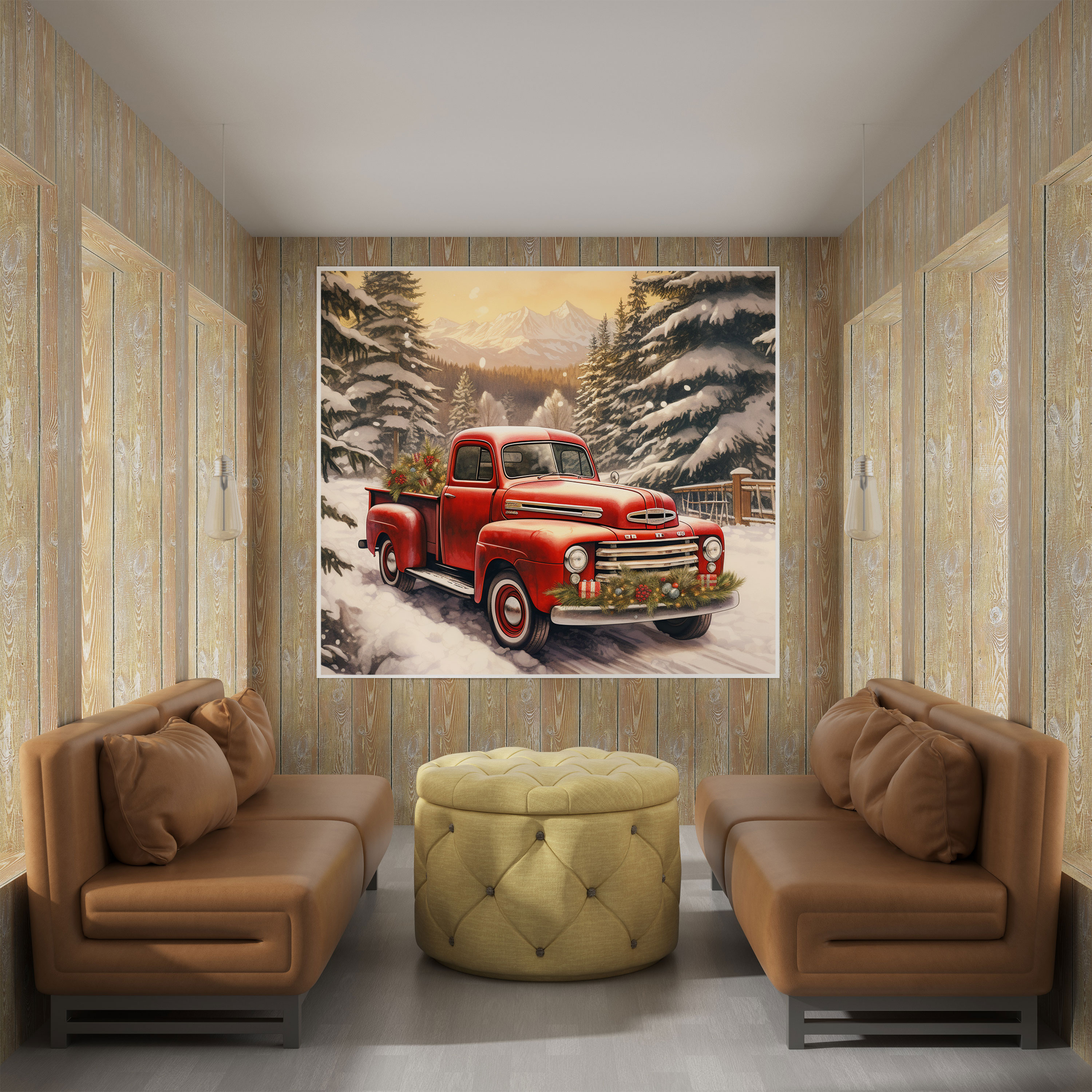 Christmas Pickup Truck Wall Art - Christmas, Wall Decoration, Canvas Print, Christmas