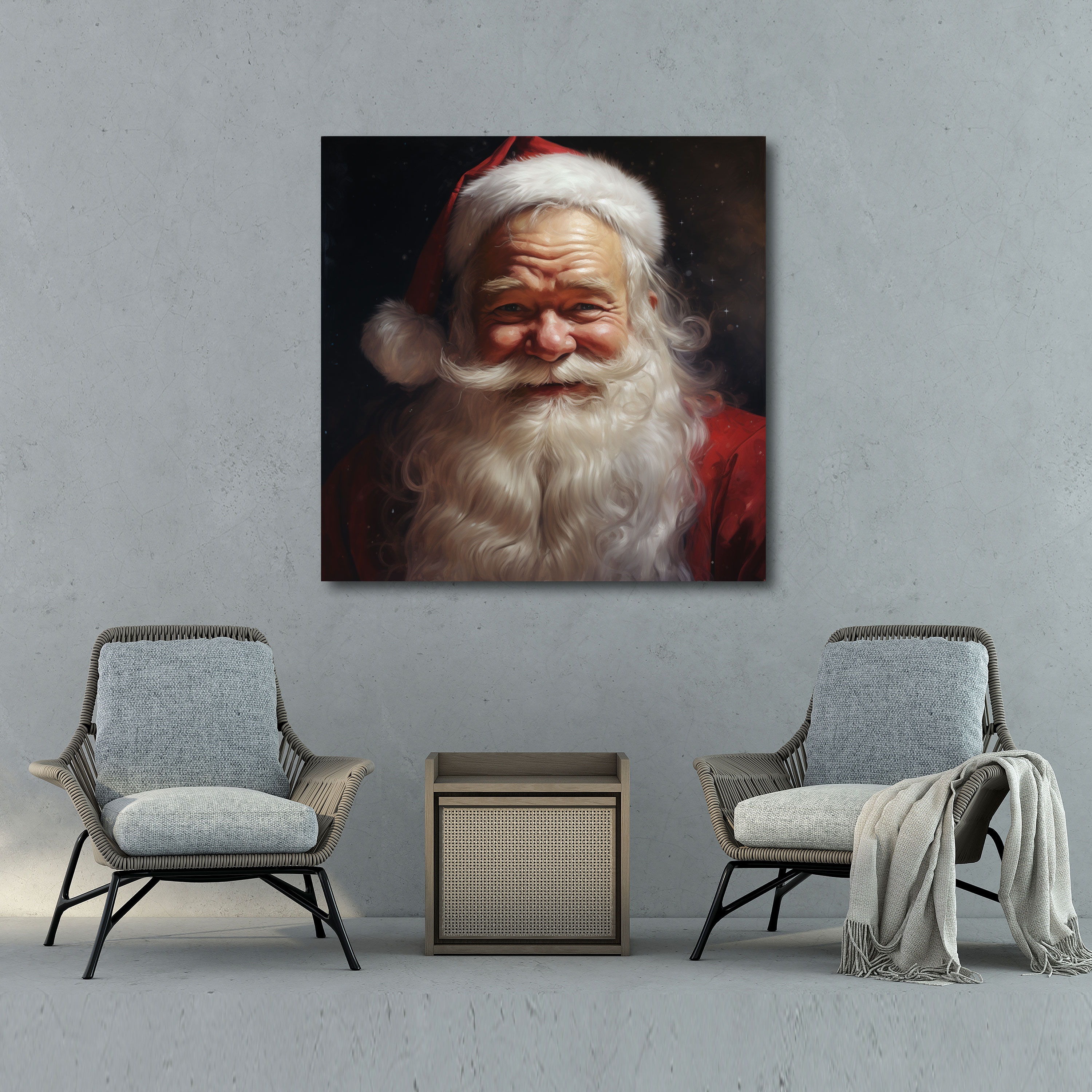 Jolly Santa Claus Canvas Print - Christmas, Jolly Santa Claus, Canvas Wall Art, Realistic Portrait