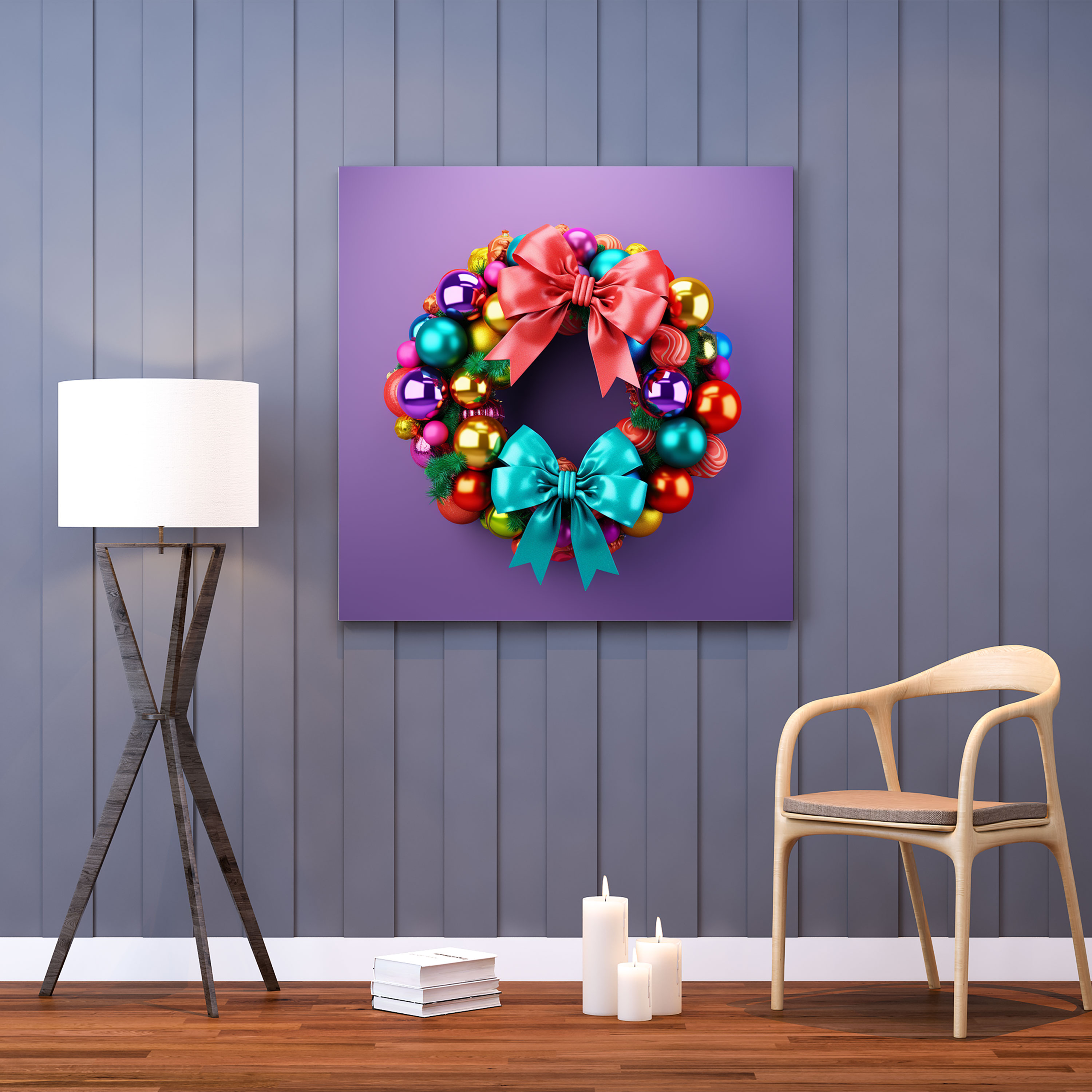 Christmas Pop Art Wreath Canvas Print - Christmas, Canvas Wall Art, Canvas, Canvas Print