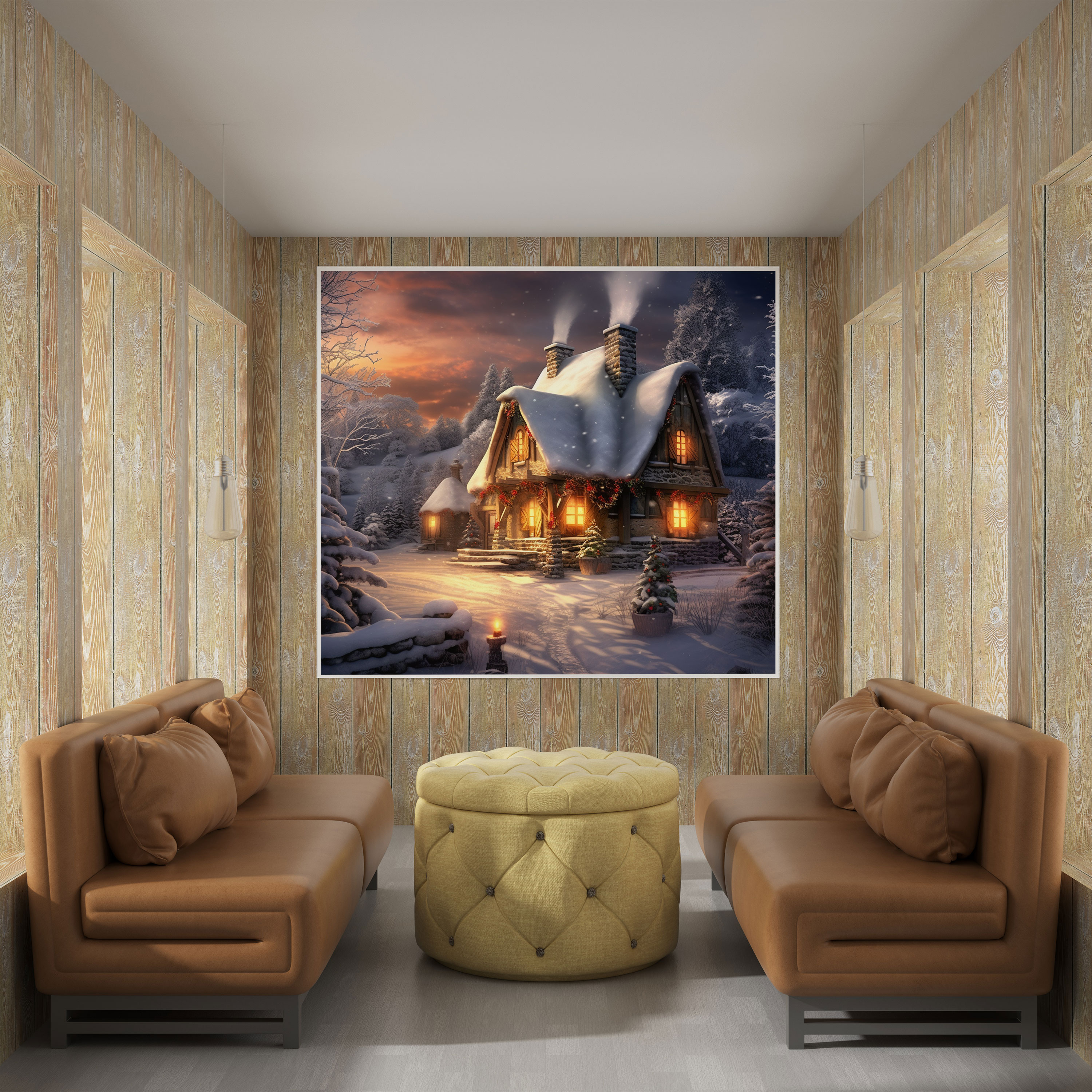 Christmas Cabin Canvas Print - Christmas, Christmas, Home Decoration, Wall Art