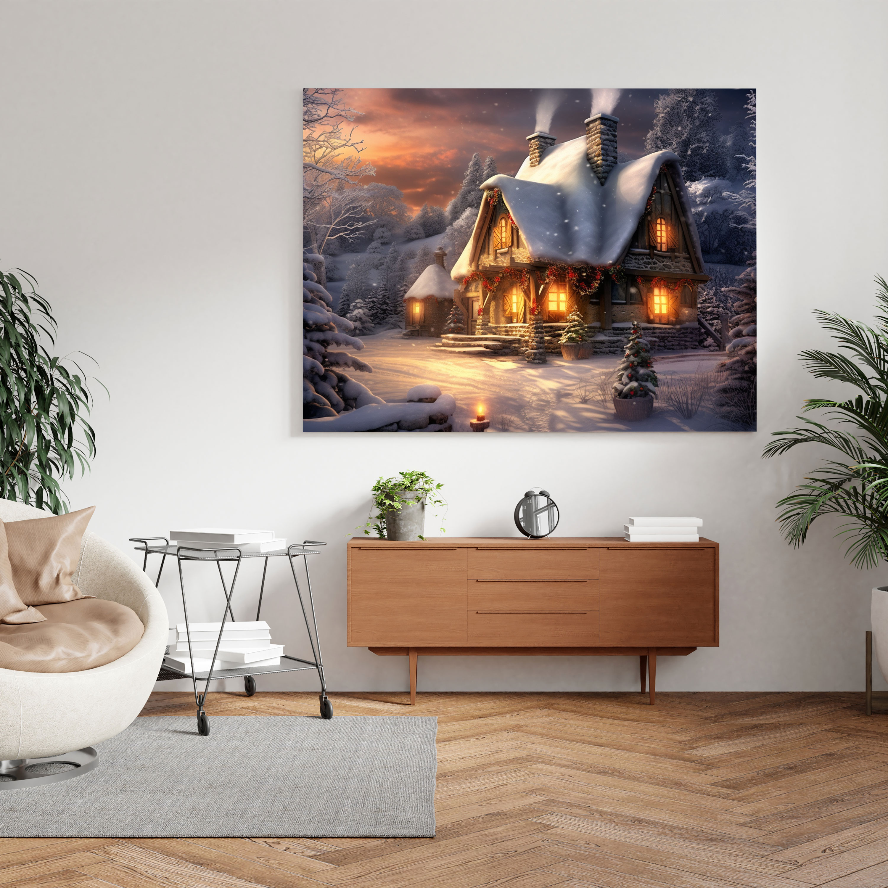 Christmas Cabin Canvas Print - Christmas, Christmas, Home Decoration, Wall Art