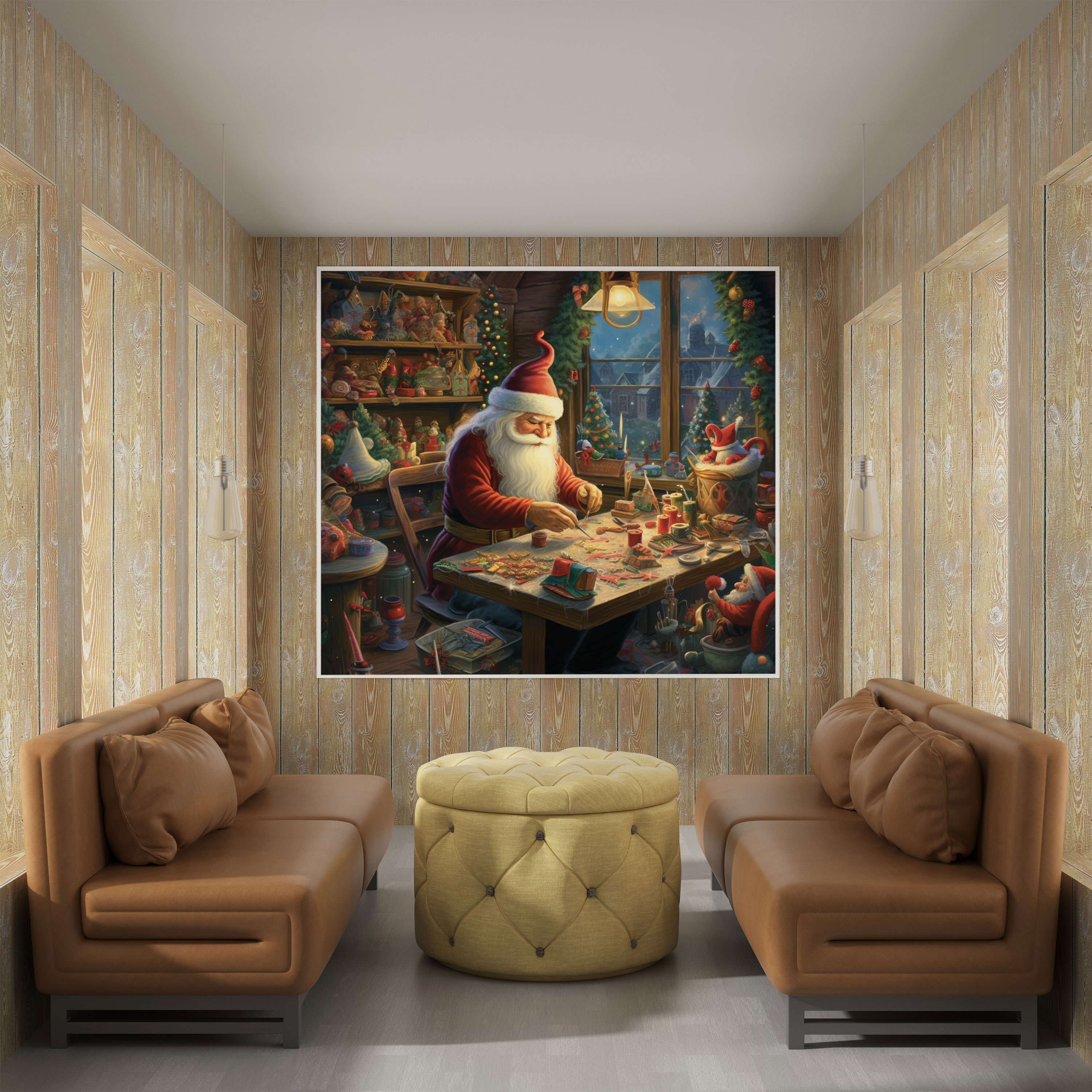 Christmas Santa's Workshop Canvas Print - Christmas, Home Decoration, Wall Decoration, Canvas