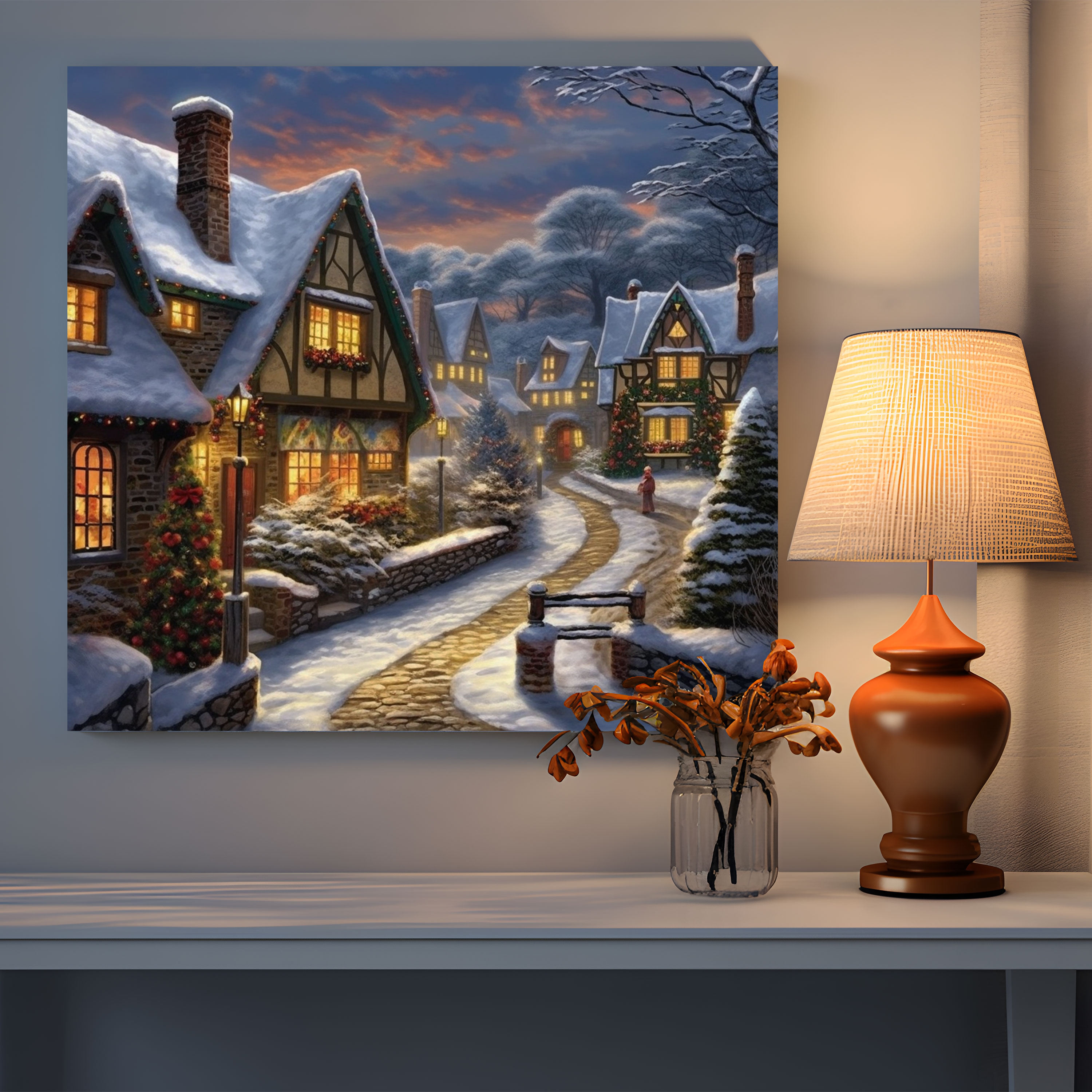 Christmas Village Wall Decoration - Christmas, Wall Art, Canvas Wall Art, Wall Decoration
