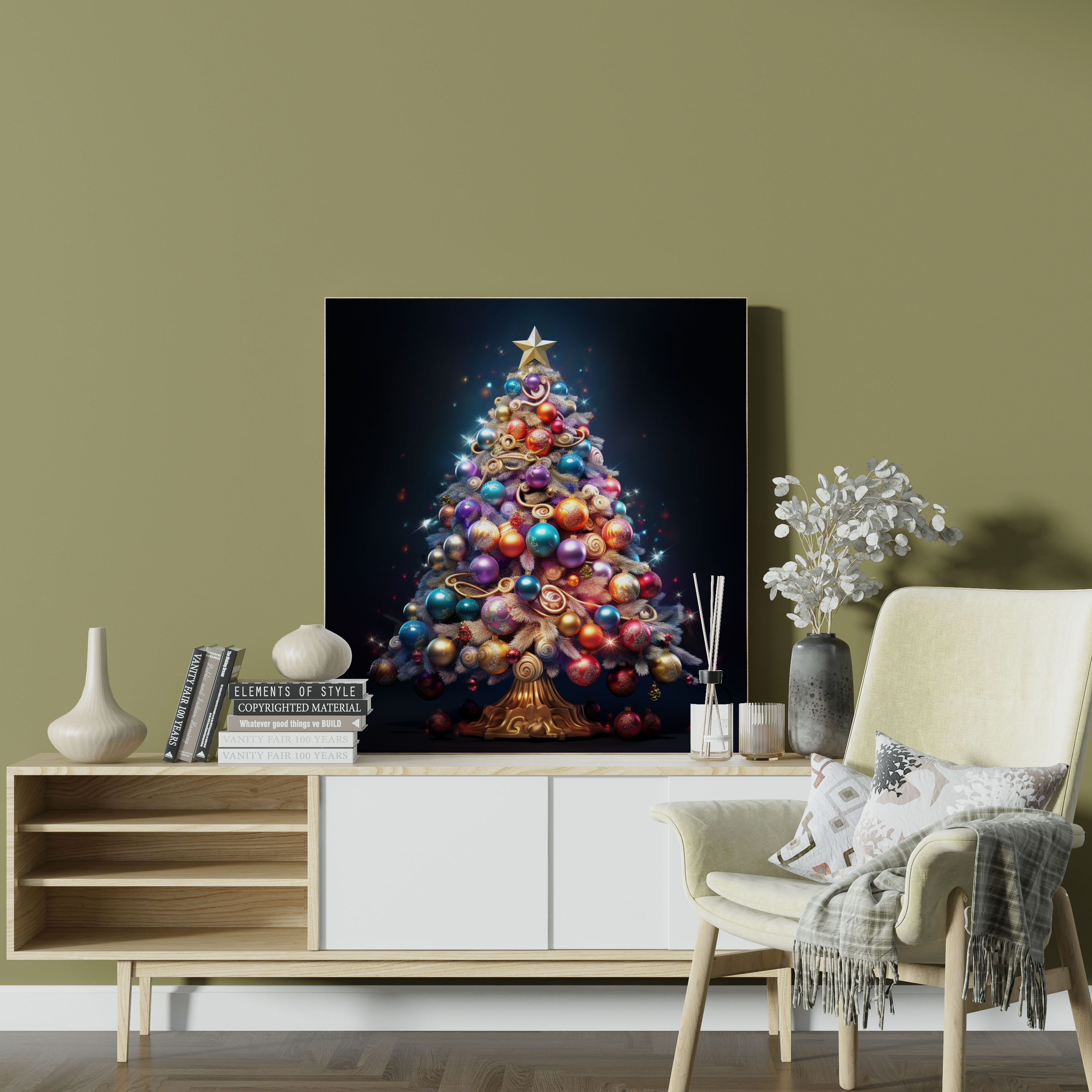 Christmas Tree Canvas Print - Christmas, Home Decoration, Canvas Wall Art, Christmas Tree