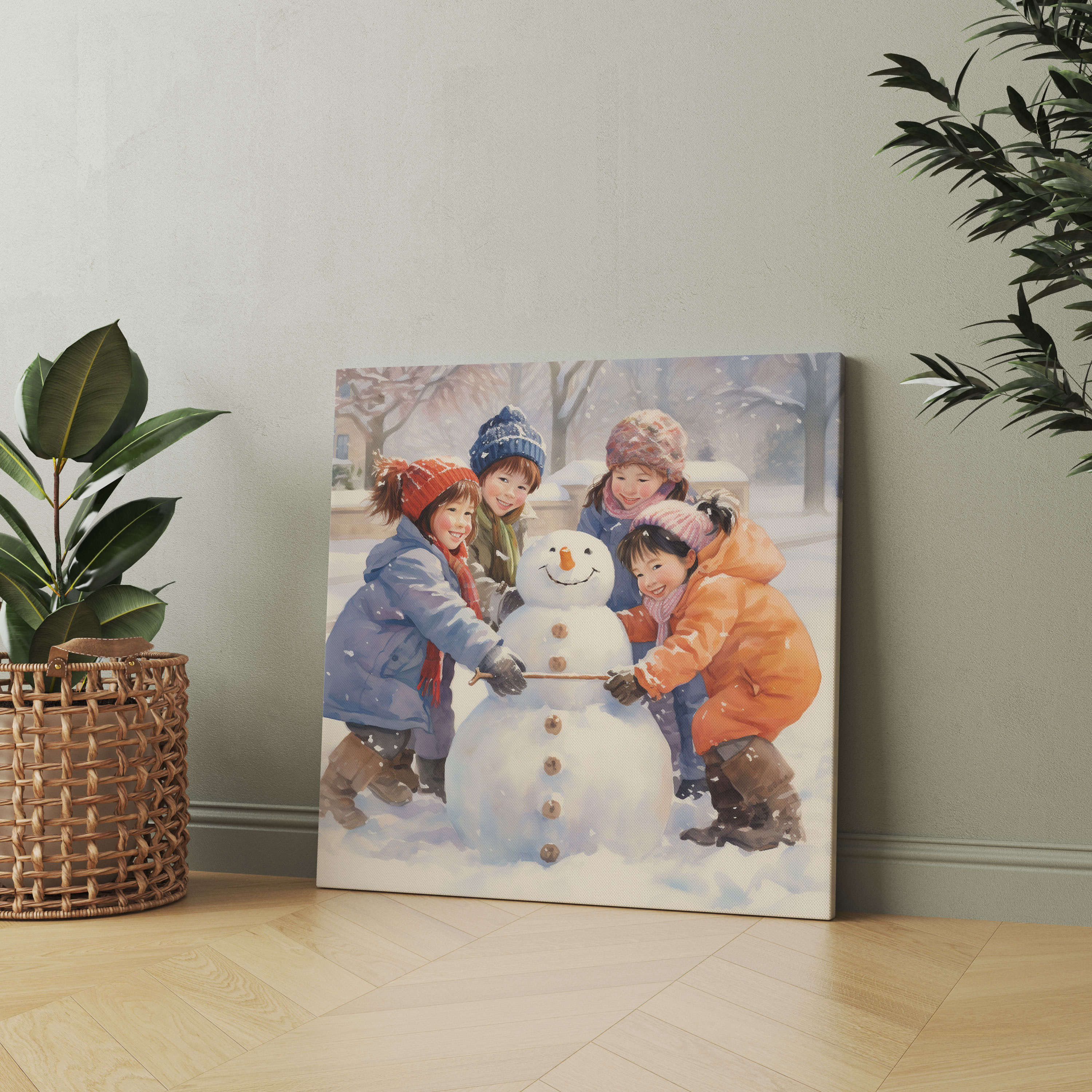 Snowman Fun Canvas Print - Christmas, Canvas, Home Decoration, Happiness