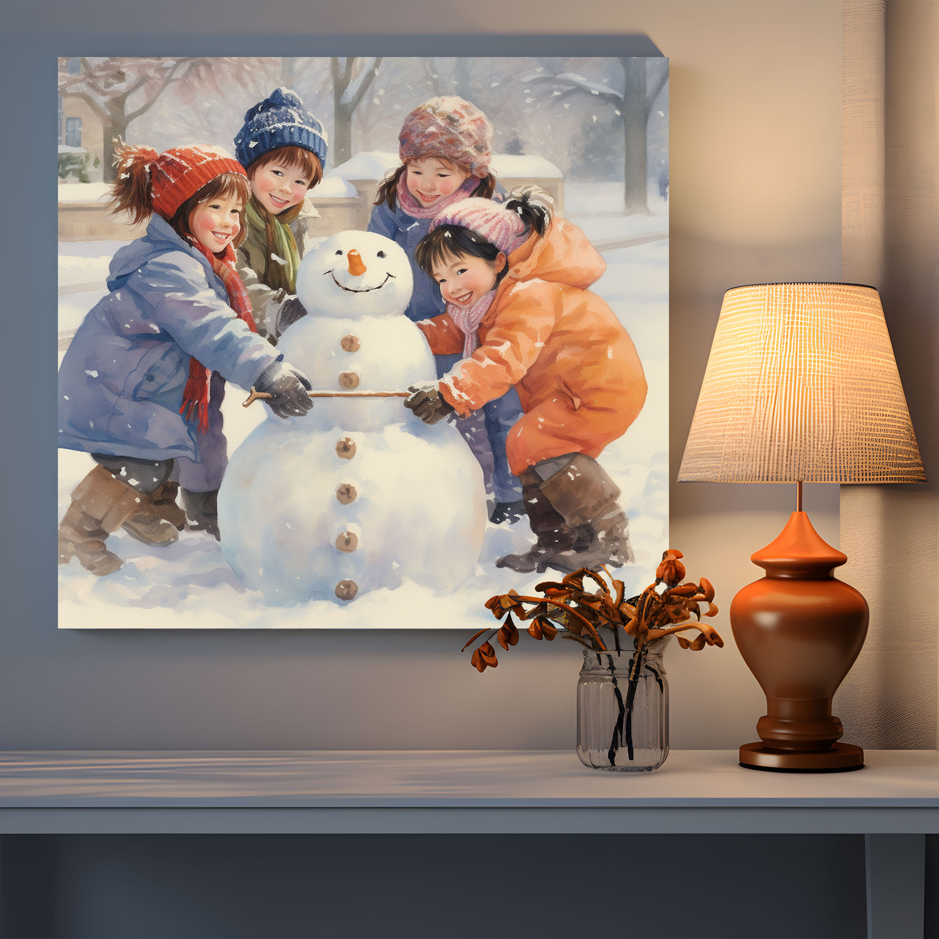 Snowman Fun Canvas Print - Christmas, Canvas, Home Decoration, Happiness