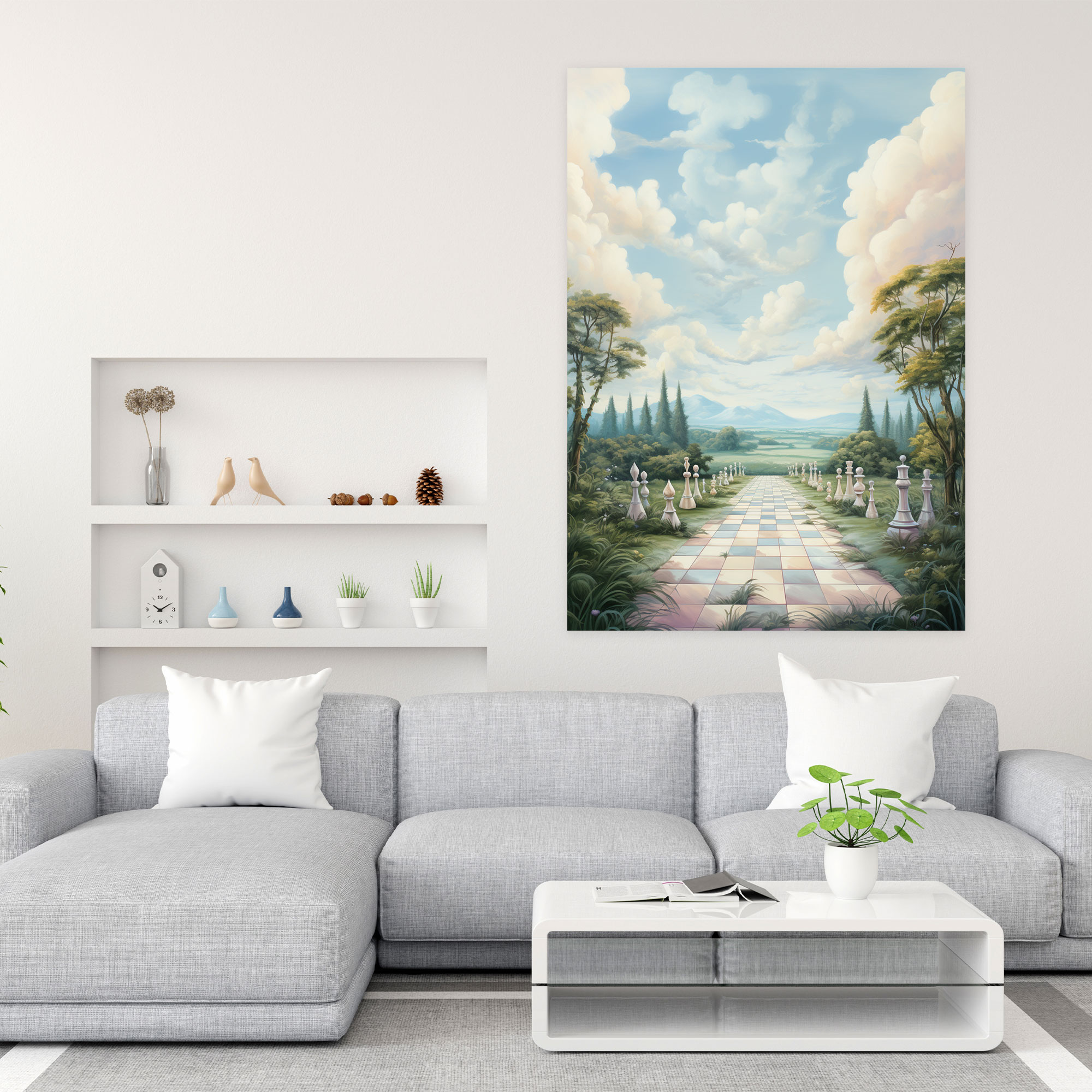 Chess Wall Decoration - Chess, Soft Colors, Landscape, Canvas