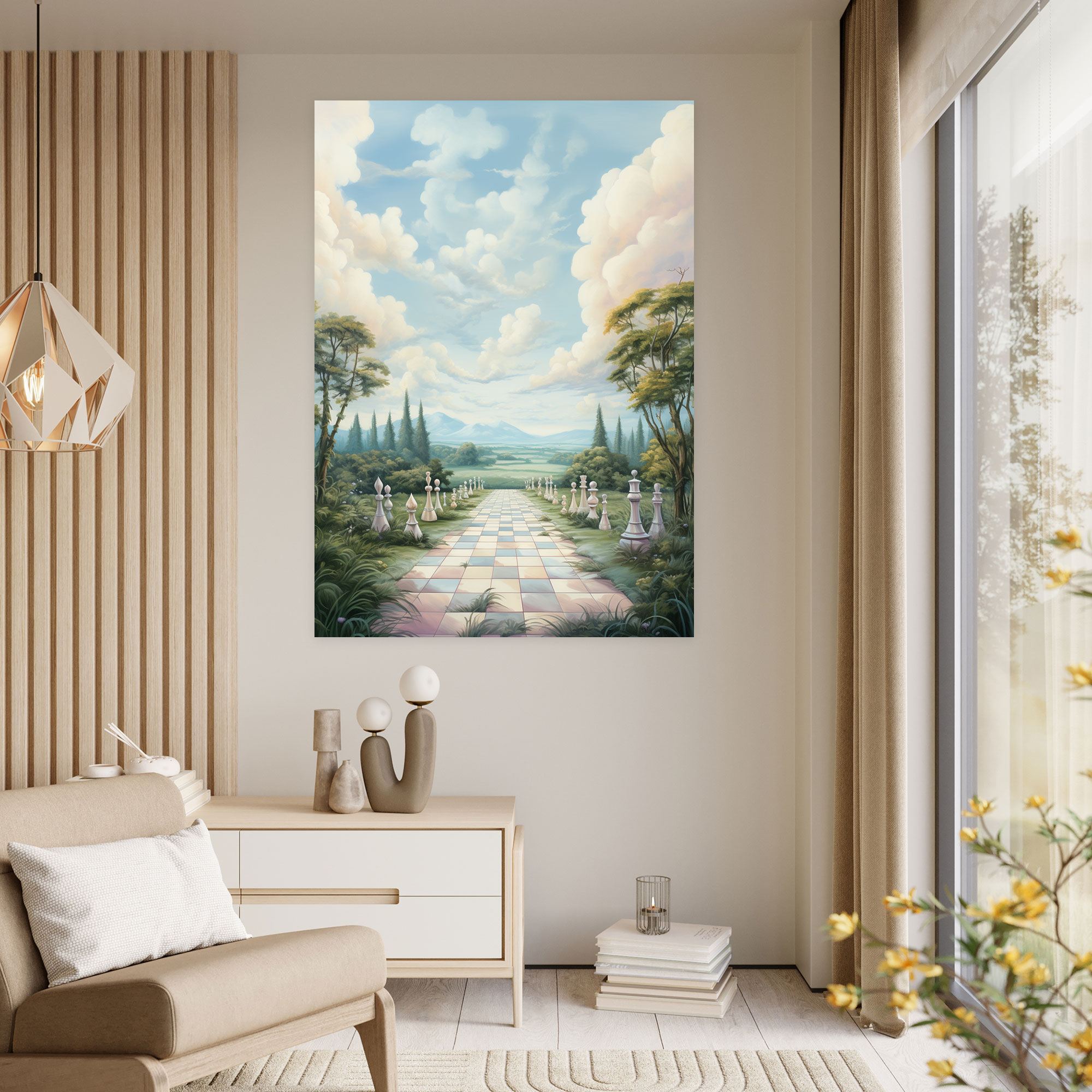 Chess Wall Decoration - Chess, Soft Colors, Landscape, Canvas