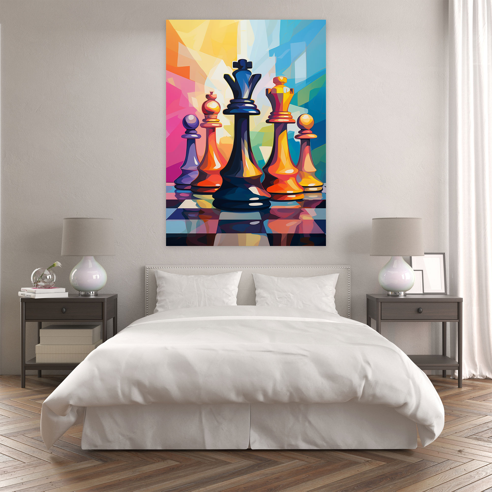 Pop Art Satranç Kanvas Tablo - Satranç Kanvas Duvar Sanatı