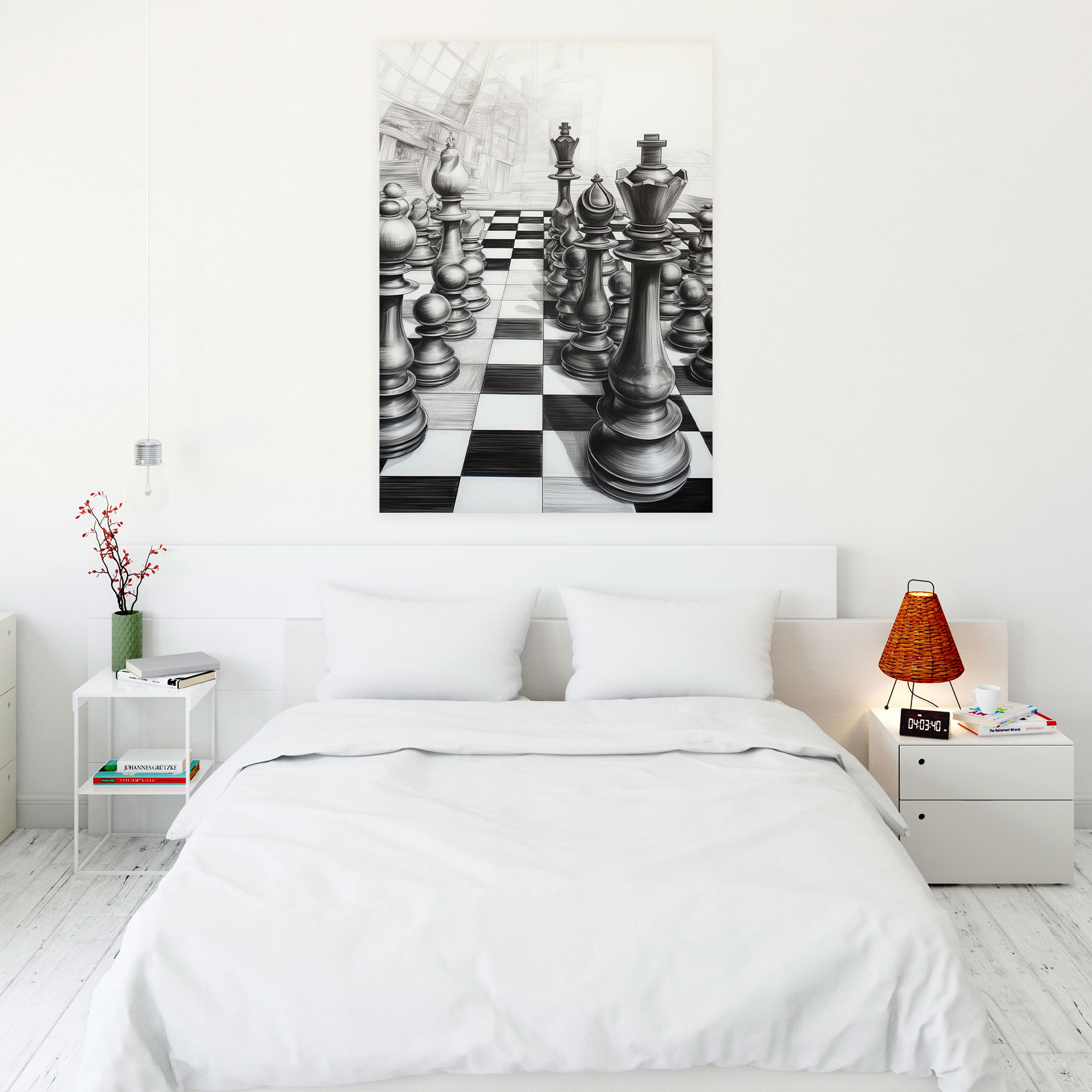 Chessboard Sketch Wall Art - Chess, Home Decoration, Wall Art, Intricate Details
