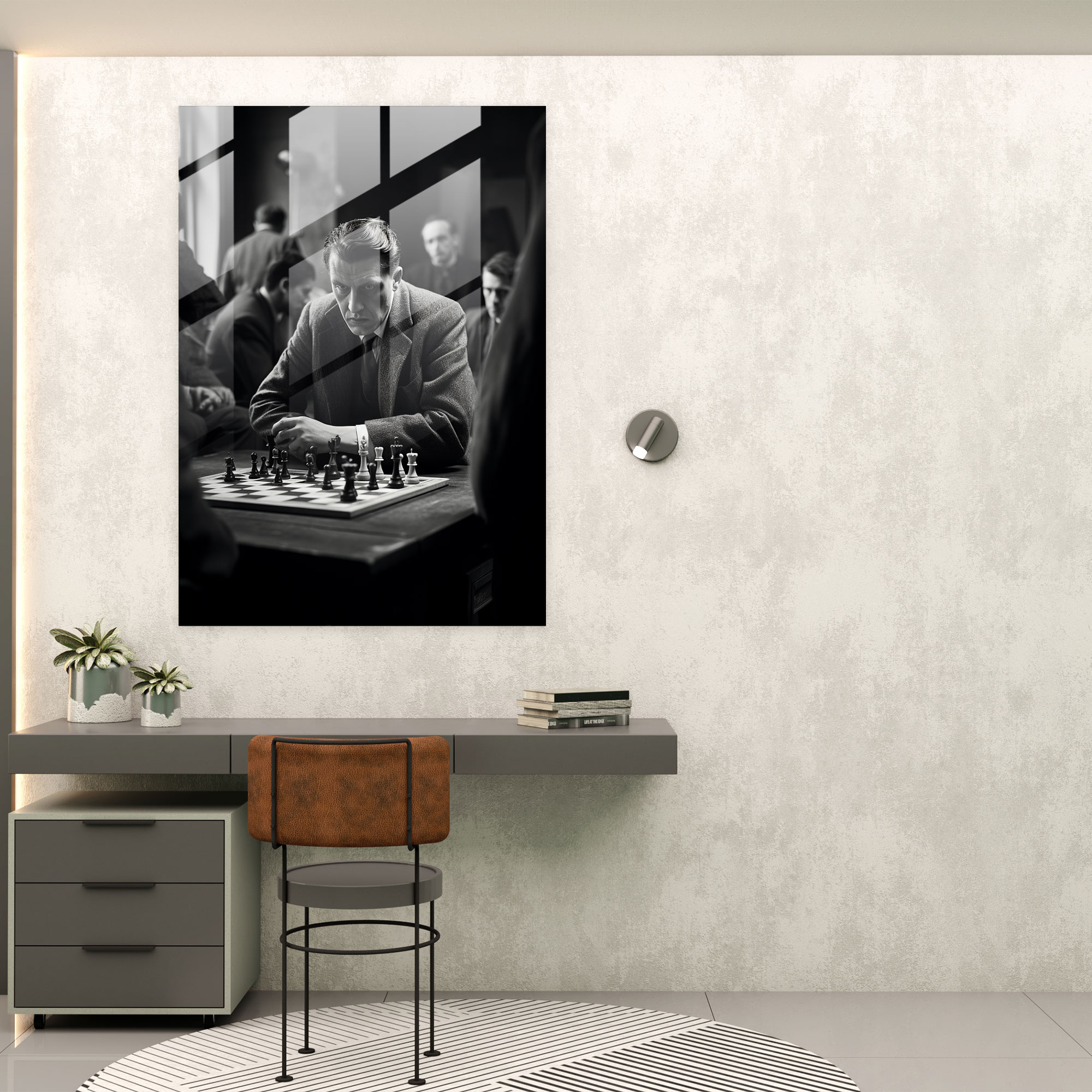 Satranç Cam Duvar Dekorasyonu - Modern Sanat Cam Tablo