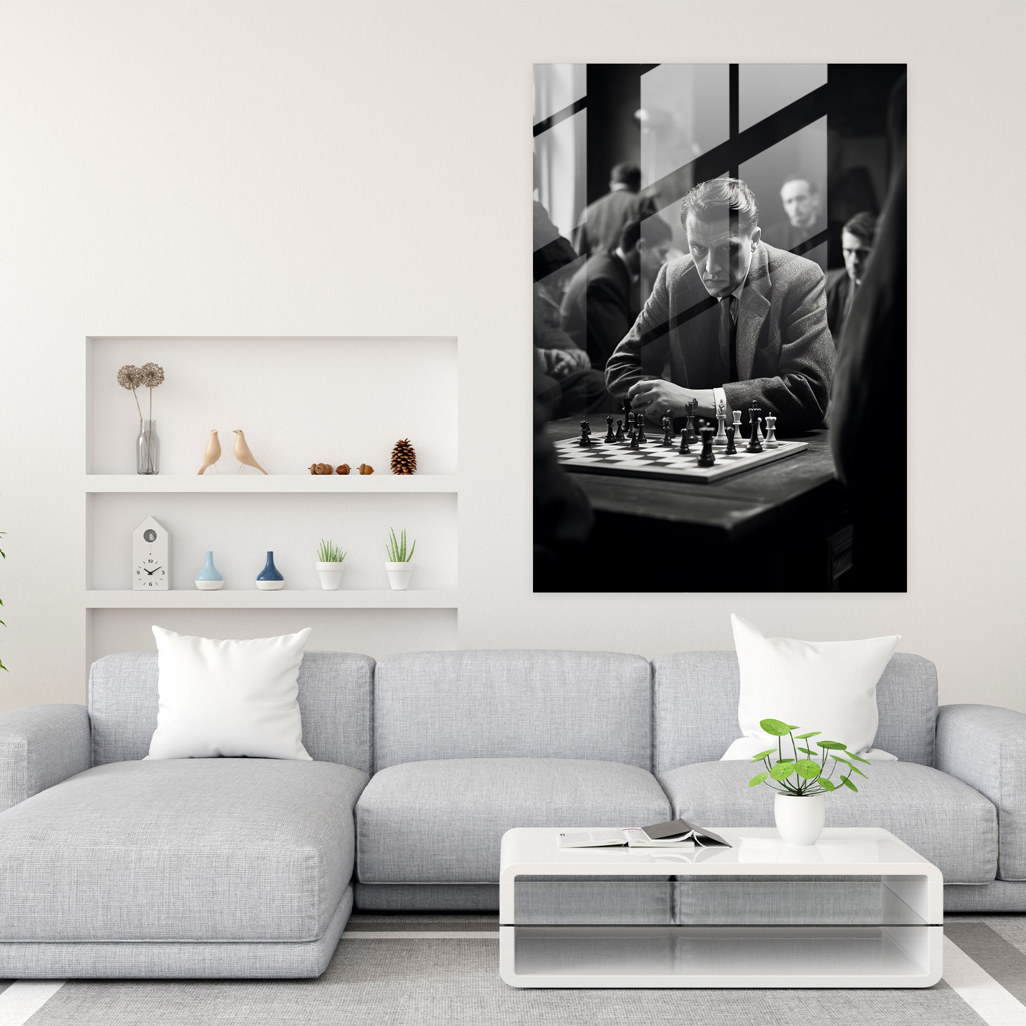 Satranç Cam Duvar Dekorasyonu - Modern Sanat Cam Tablo