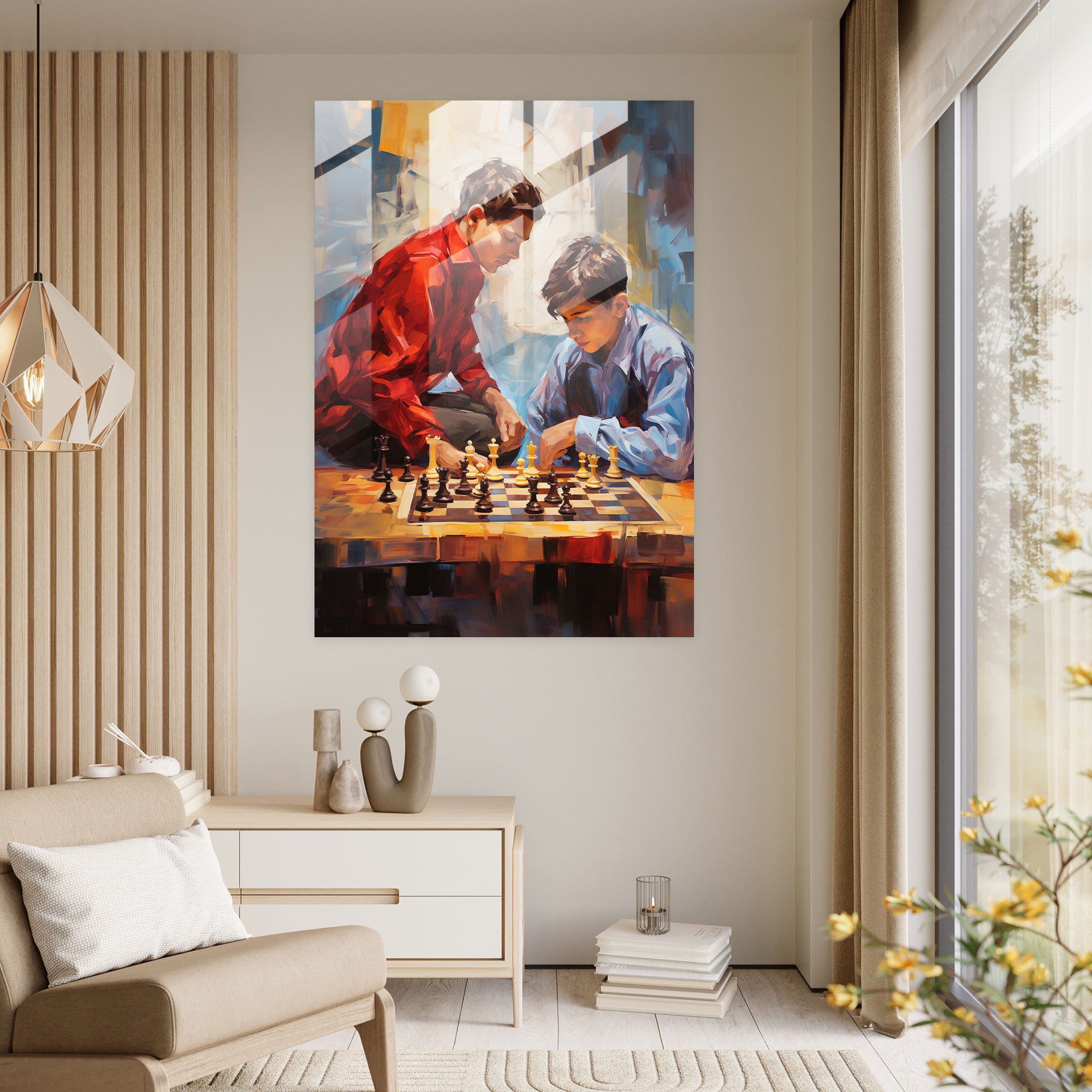 Şeffaf Cam Sanat - Satranç Canlı Renkler Yoğunluk Modern Sanat